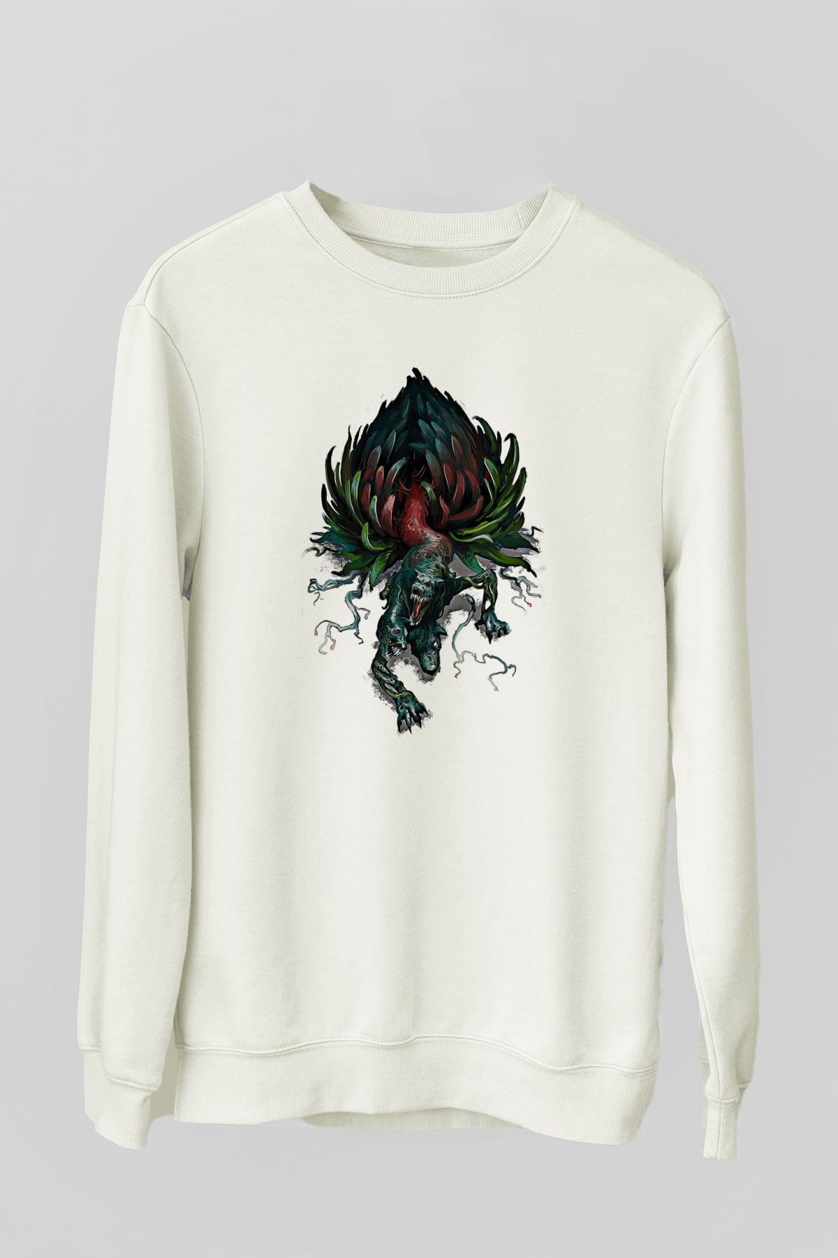 Call Of Ctulhu Baskılı Beyaz Unisex Sweatshirt