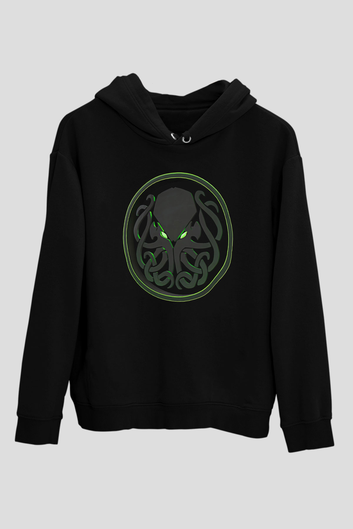 Call Of Ctulhu Baskılı Unisex Siyah Kapüşonlu Sweatshirt