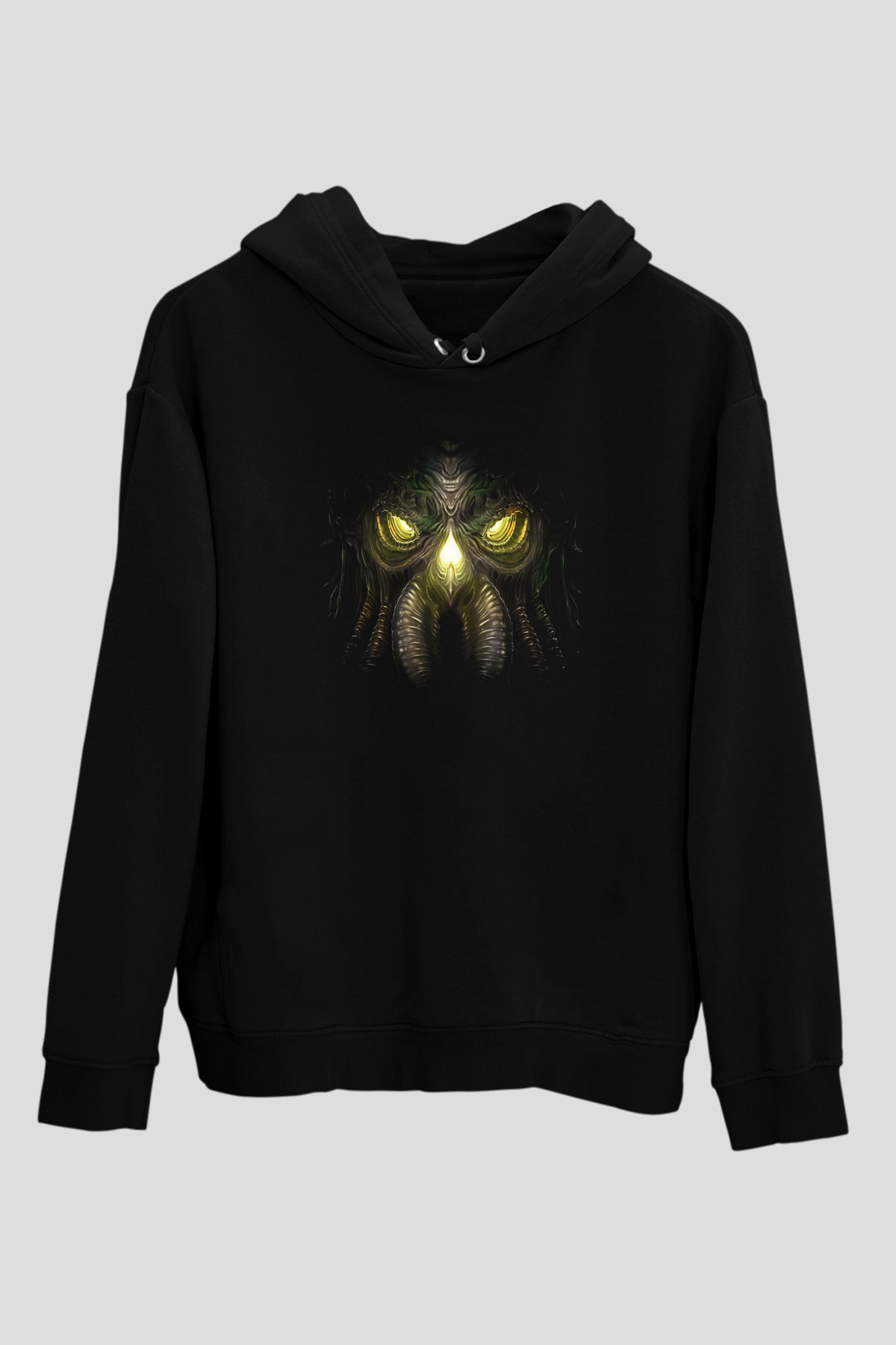 Call Of Ctulhu Baskılı Unisex Siyah Kapüşonlu Sweatshirt