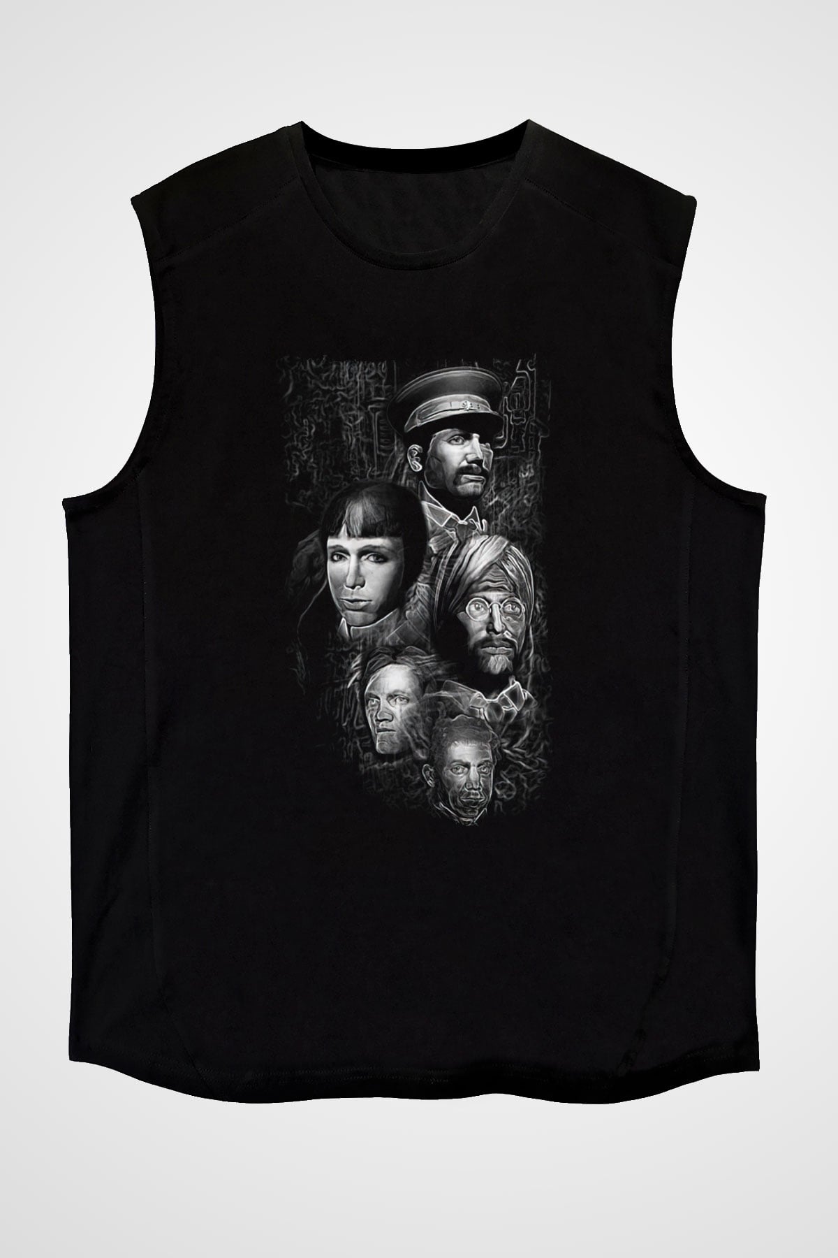 Call Of Ctulhu Baskılı Unisex Siyah Kolsuz Tişört - Tshirt