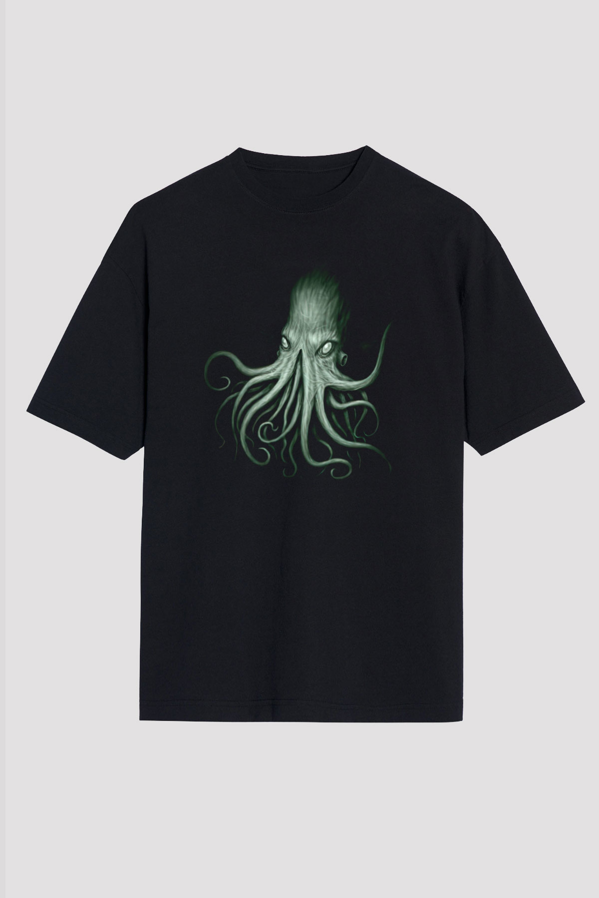 Call Of Ctulhu Baskılı Unisex Siyah Oversize Tişört - Tshirt