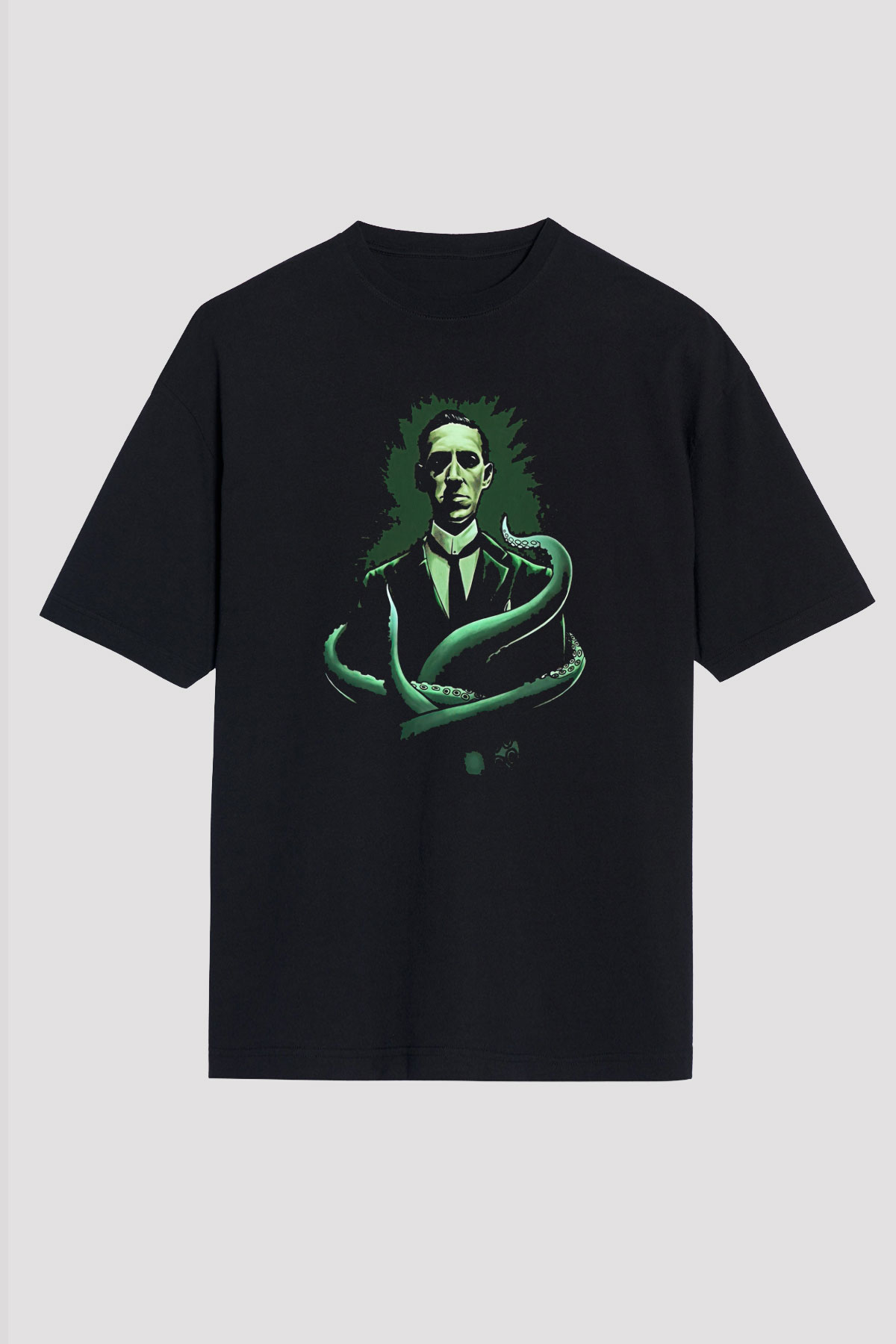 Call Of Ctulhu Baskılı Unisex Siyah Oversize Tişört - Tshirt