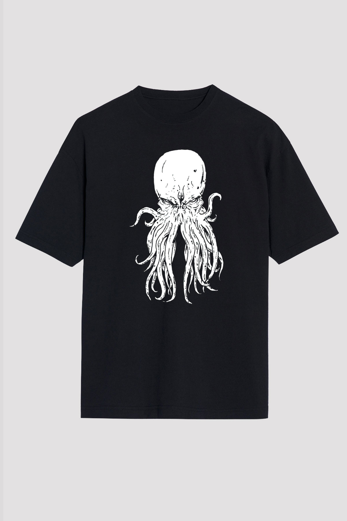 Call Of Ctulhu Baskılı Unisex Siyah Oversize Tişört - Tshirt