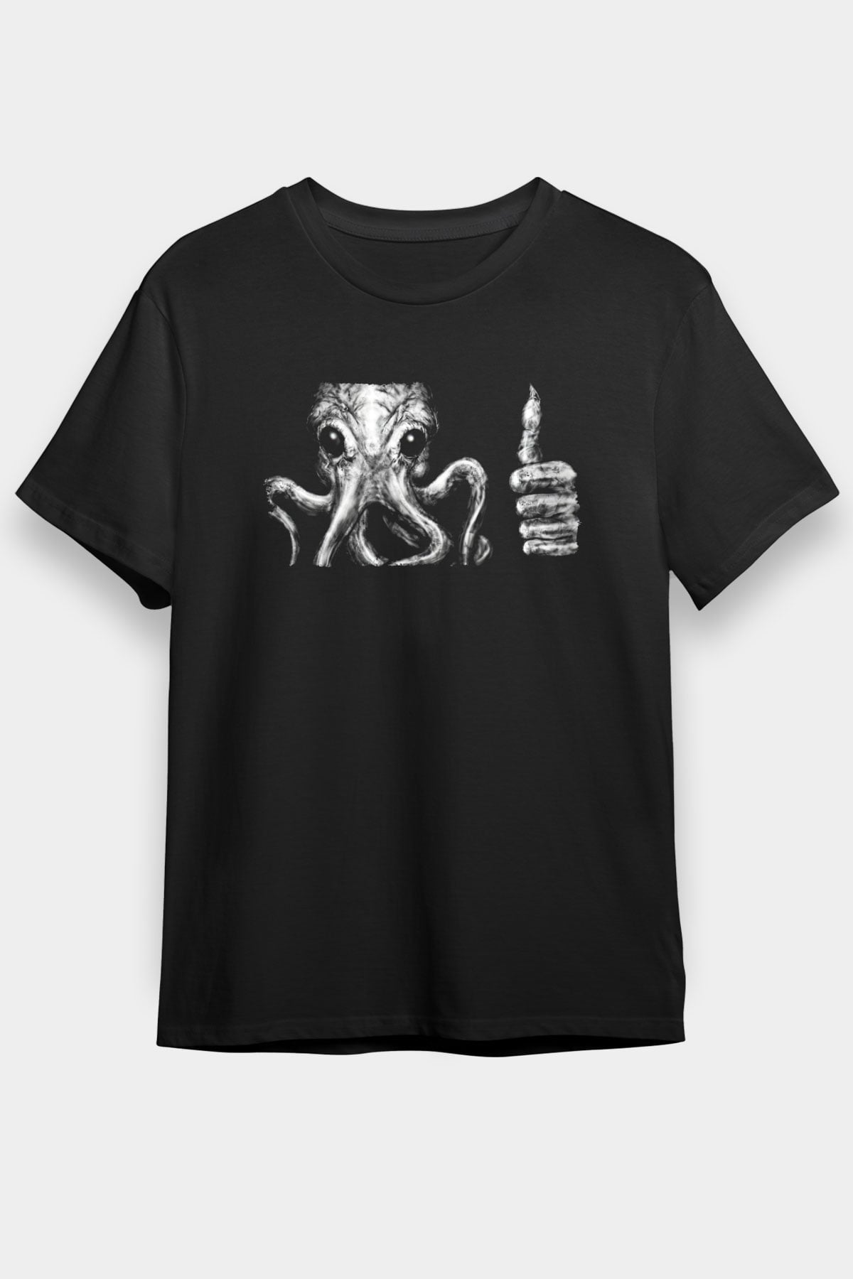 Call Of Ctulhu Baskılı Unisex Siyah Tişört - Tshirt