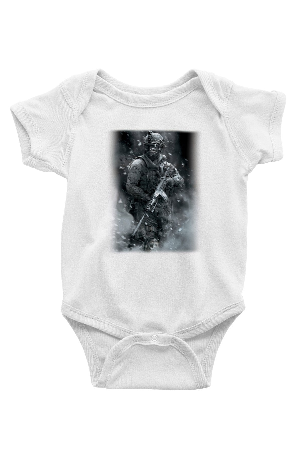 Call of Duty Baskılı Beyaz Unisex Bebek Body - Zıbın