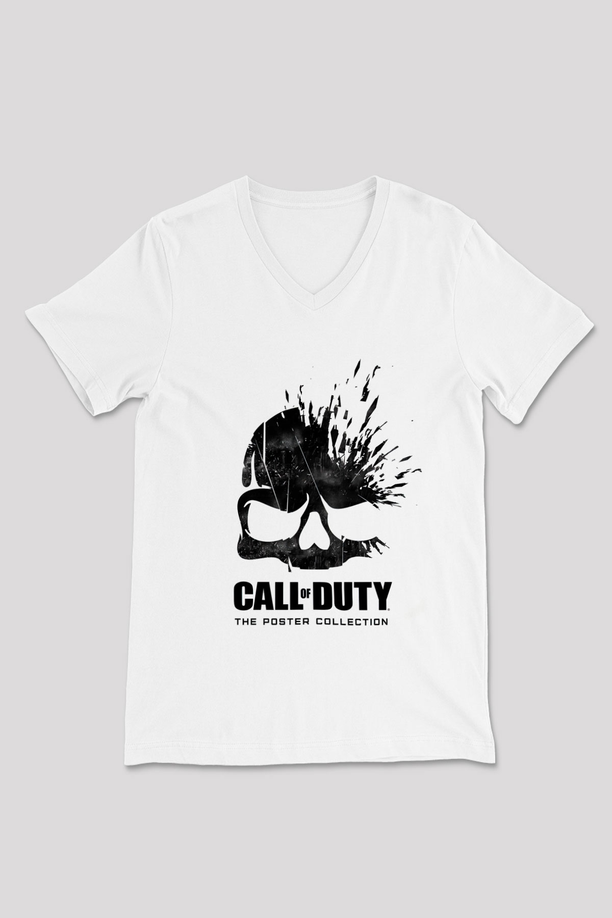Call of Duty Beyaz Unisex V Yaka Tişört