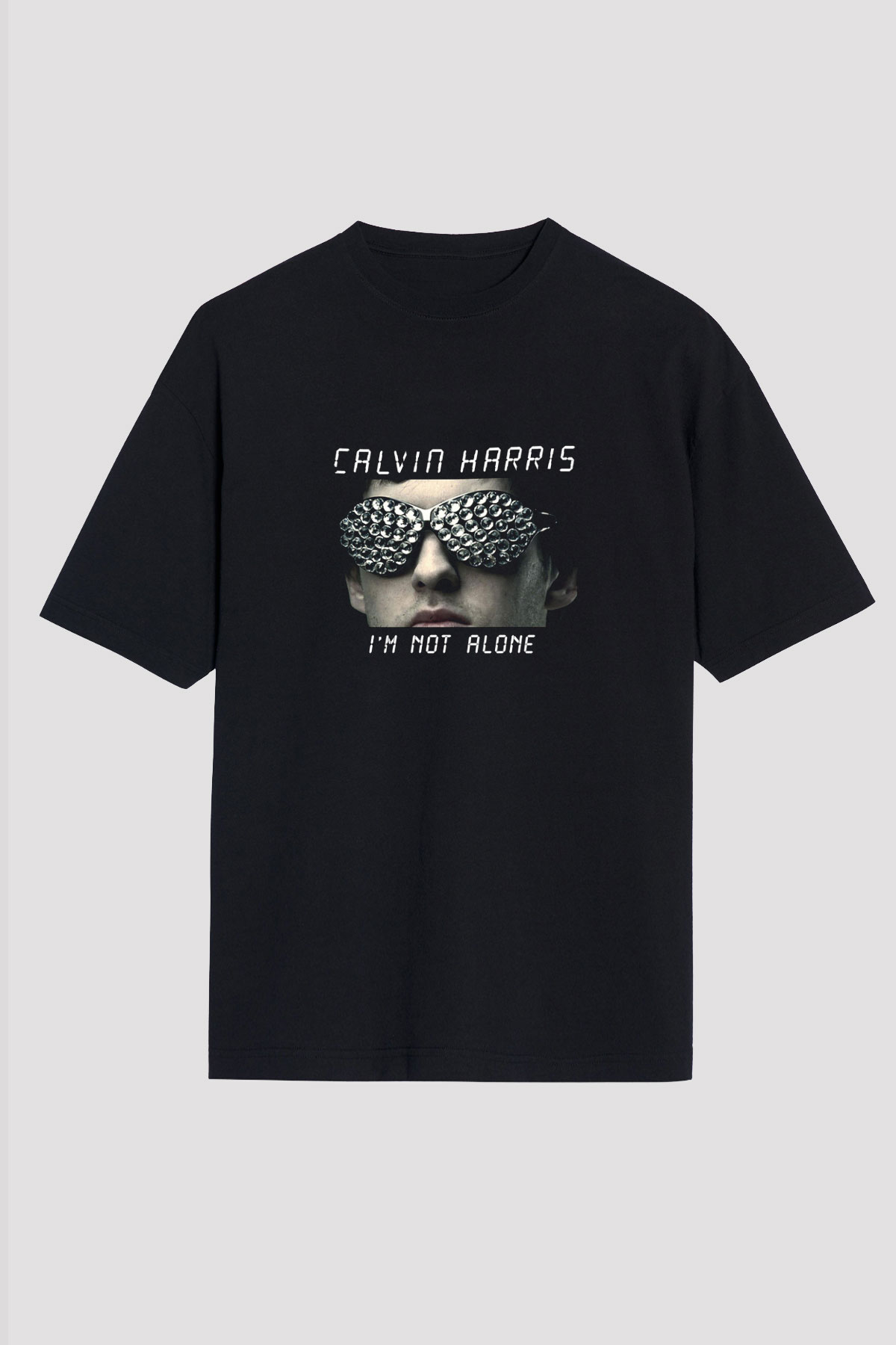 Calvin Harris Baskılı Unisex Oversize Siyah Tişört