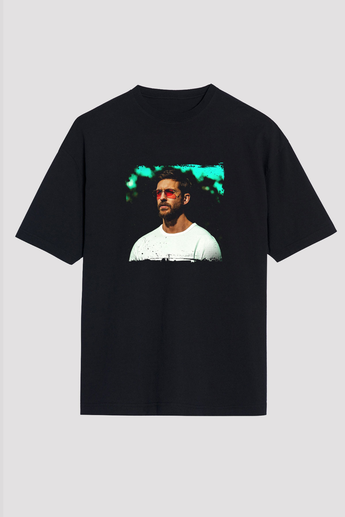 Calvin Harris Baskılı Unisex Oversize Siyah Tişört