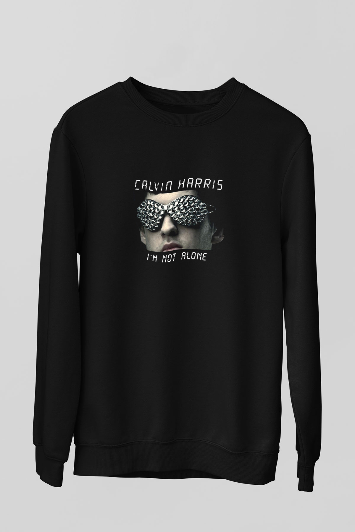 Calvin Harris Baskılı Unisex Siyah Sweatshirt