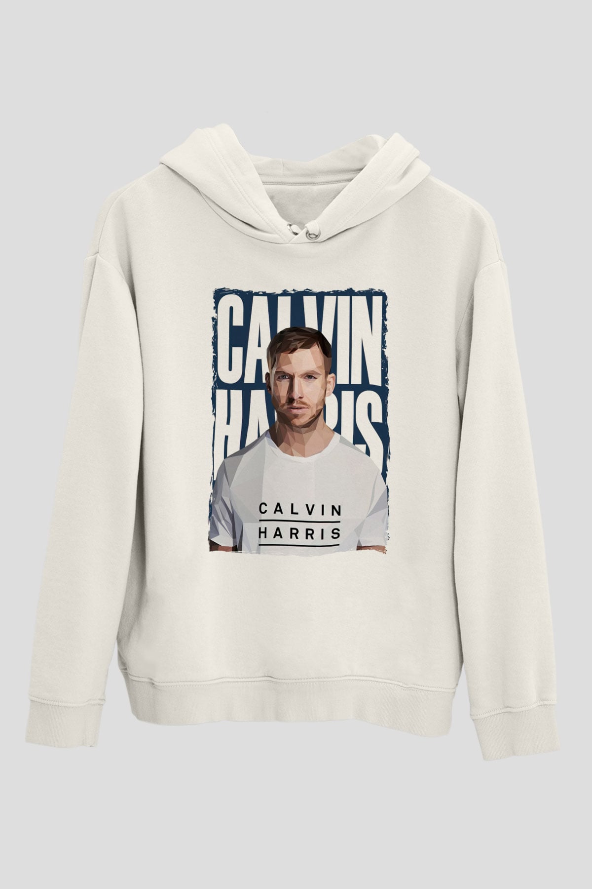 Calvin Harris Beyaz Unisex Kapüşonlu Sweatshirt