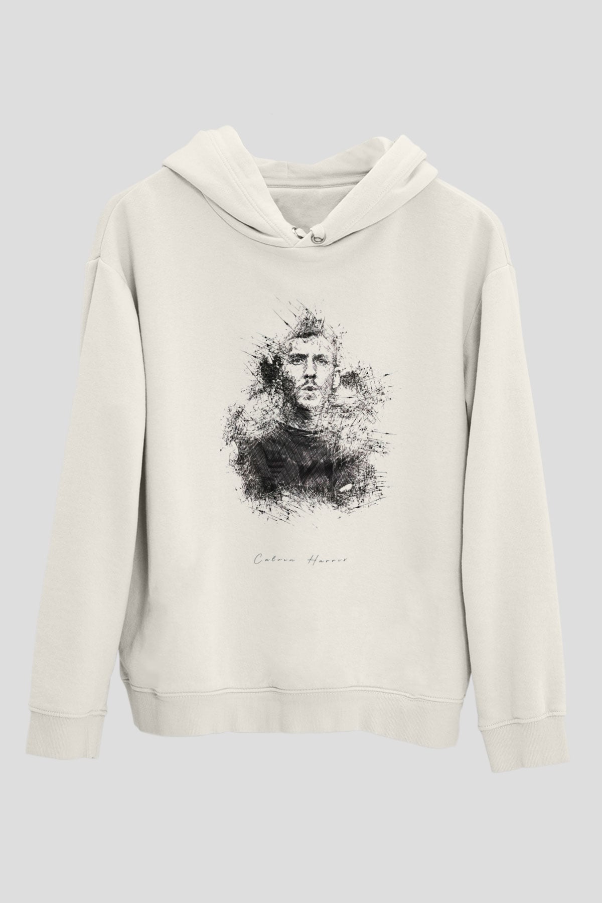 Calvin Harris Beyaz Unisex Kapüşonlu Sweatshirt