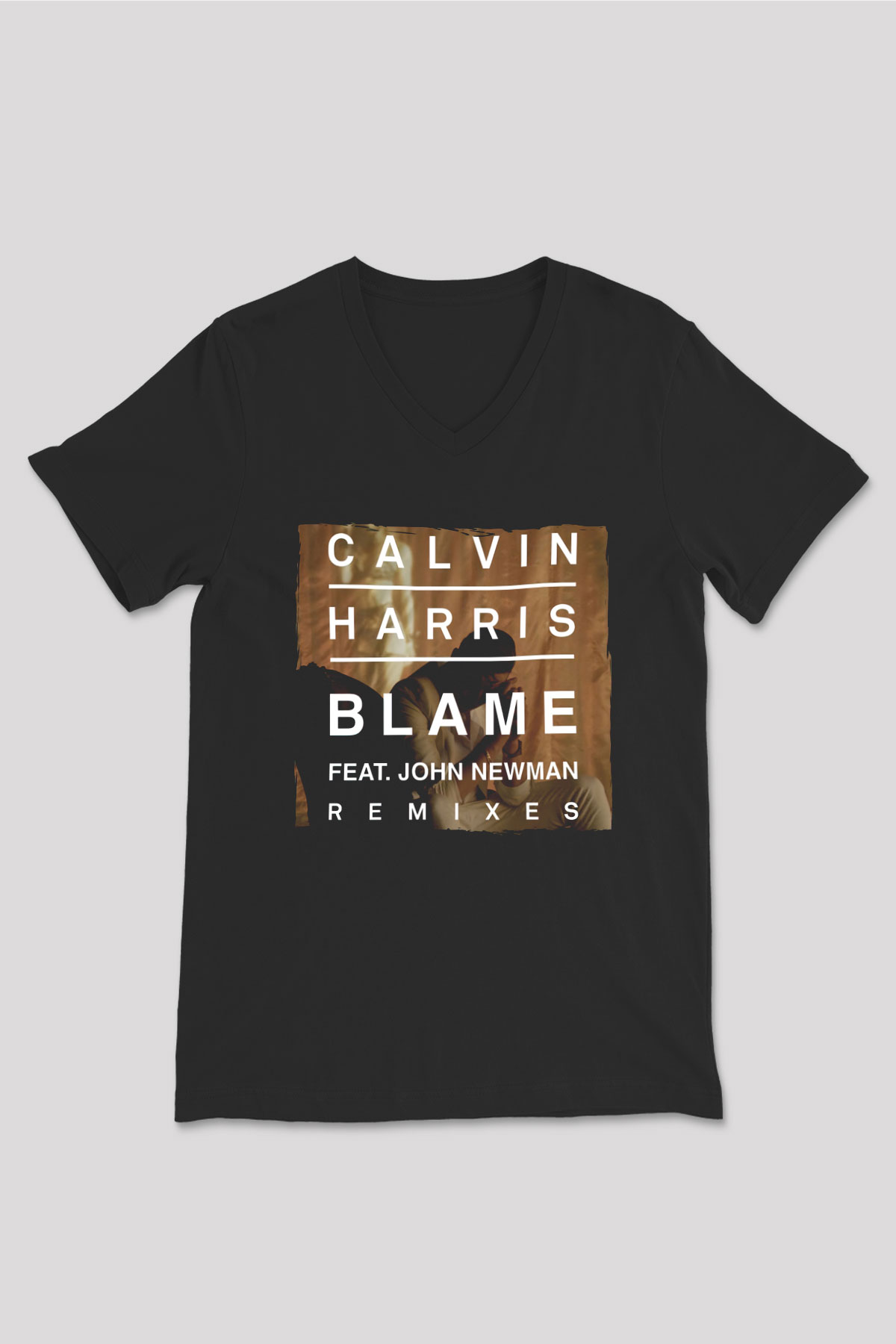 Calvin Harris Siyah Unisex V Yaka Tişört