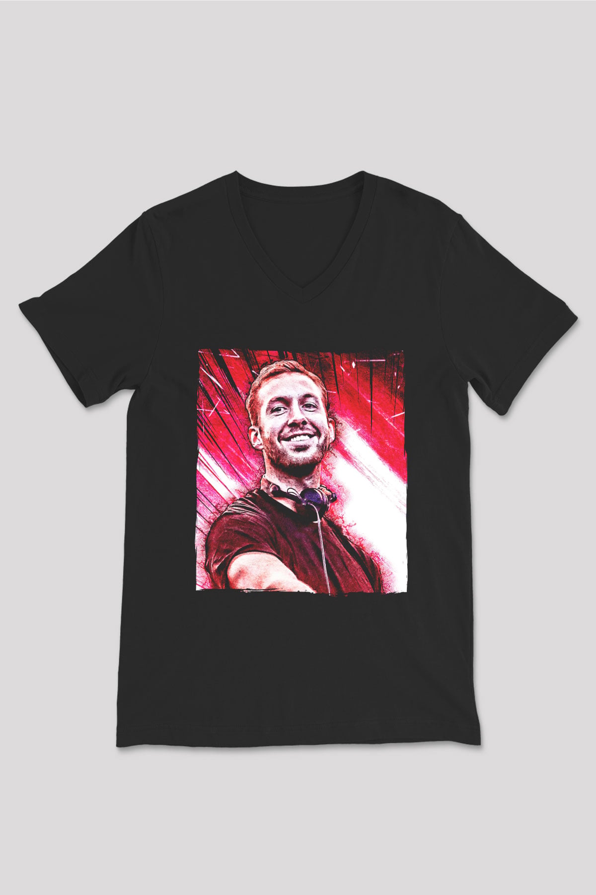 Calvin Harris Siyah Unisex V Yaka Tişört