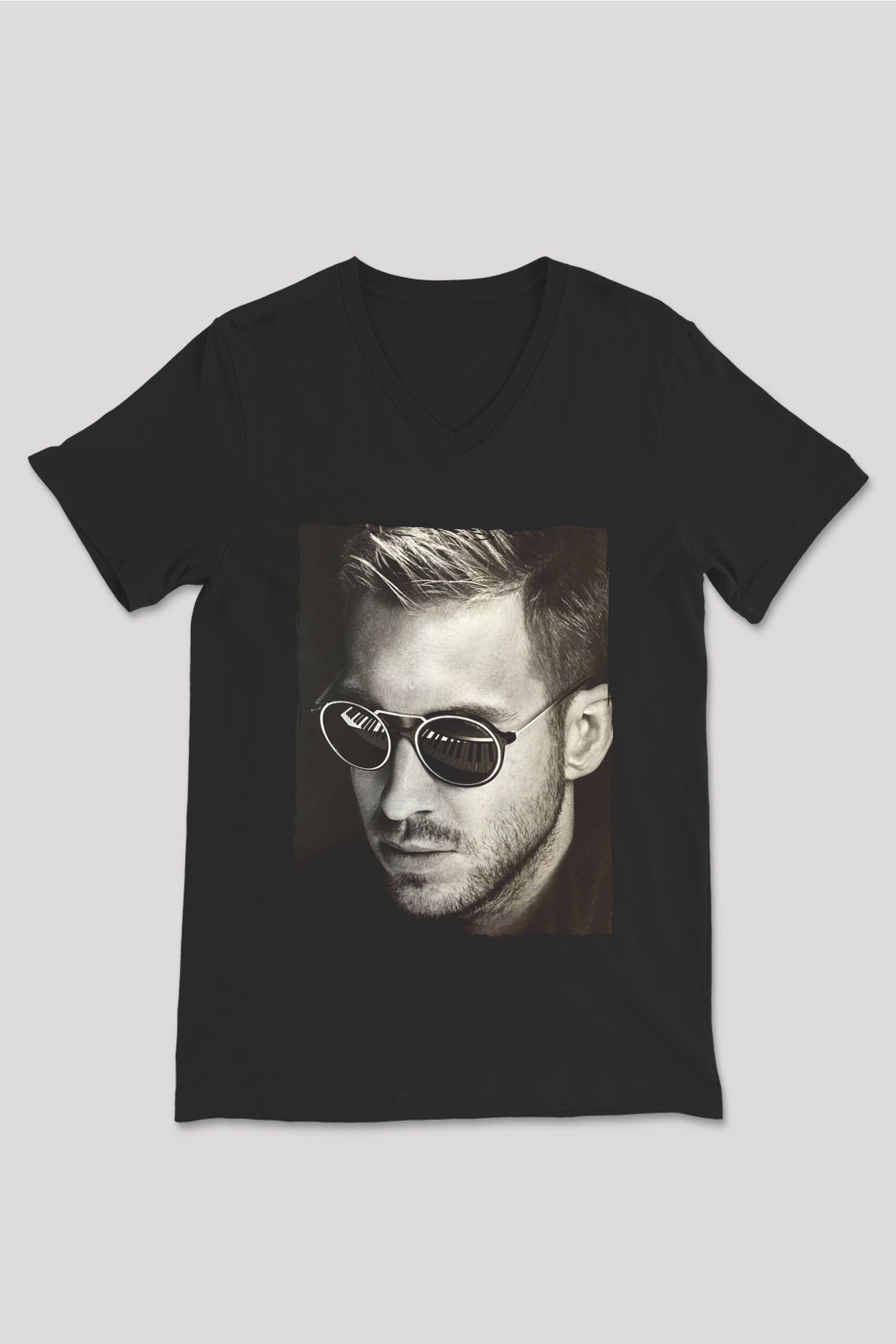 Calvin Harris Siyah Unisex V Yaka Tişört