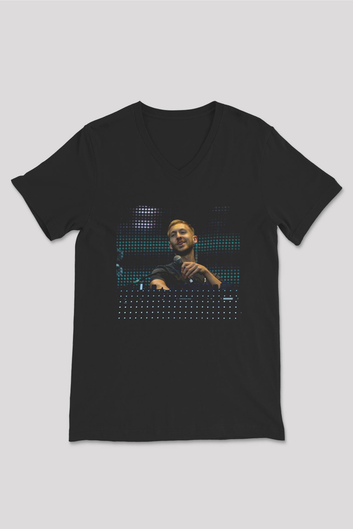 Calvin Harris Siyah Unisex V Yaka Tişört