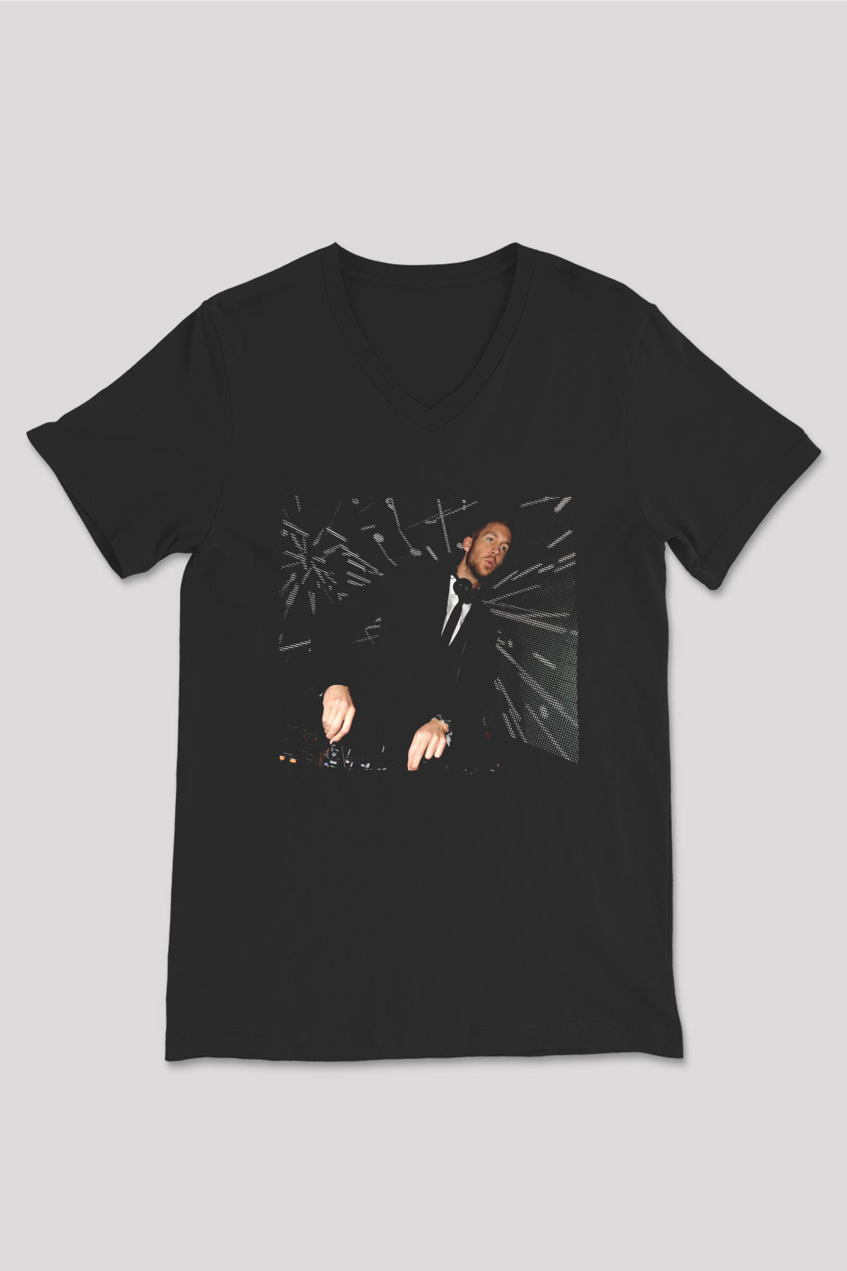 Calvin Harris Siyah Unisex V Yaka Tişört