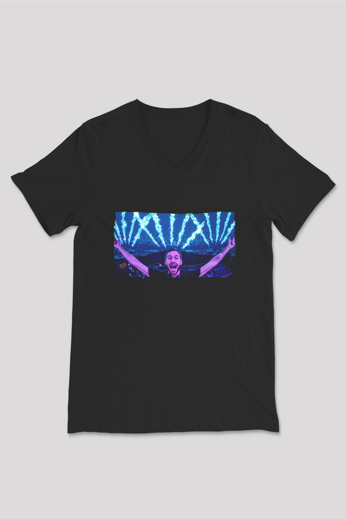 Calvin Harris Siyah Unisex V Yaka Tişört