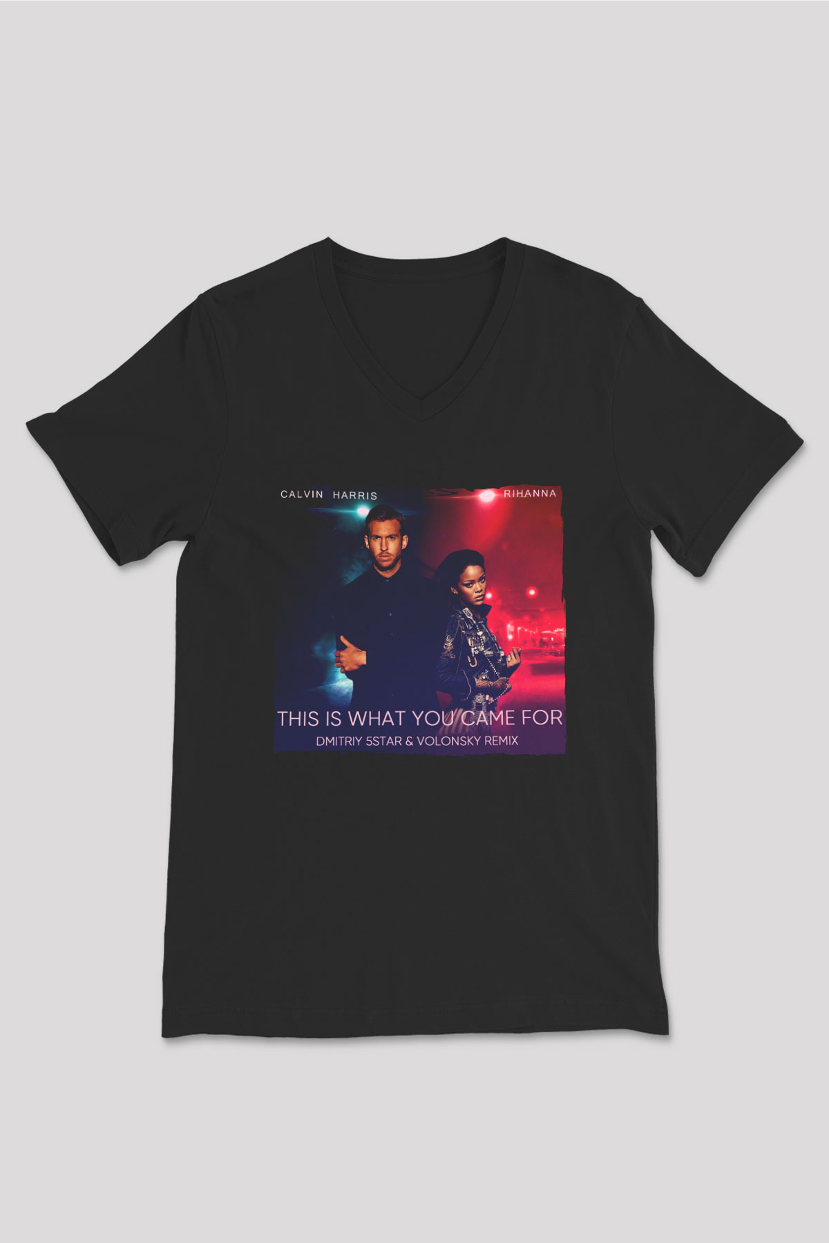 Calvin Harris Siyah Unisex V Yaka Tişört