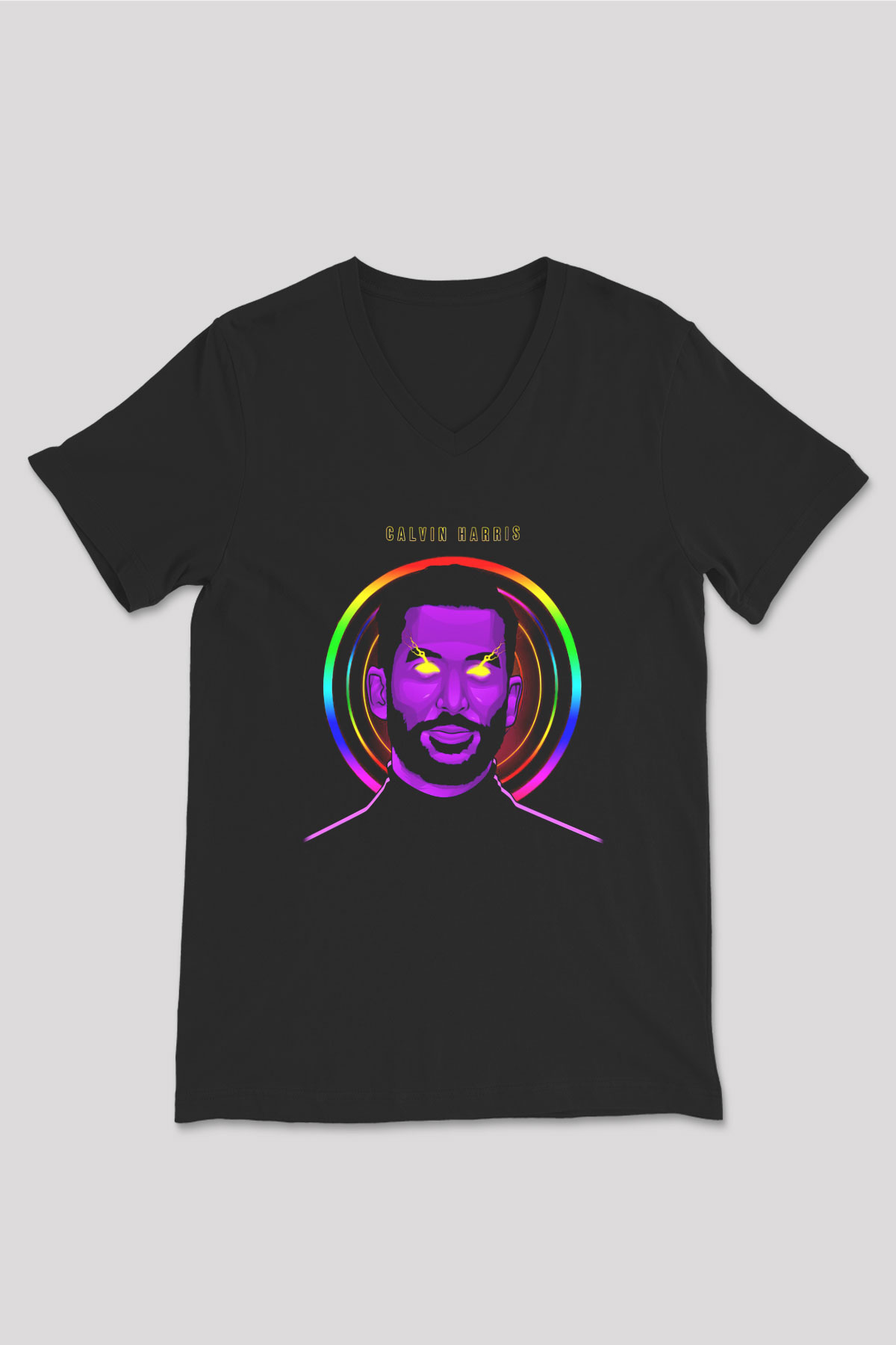 Calvin Harris Siyah Unisex V Yaka Tişört