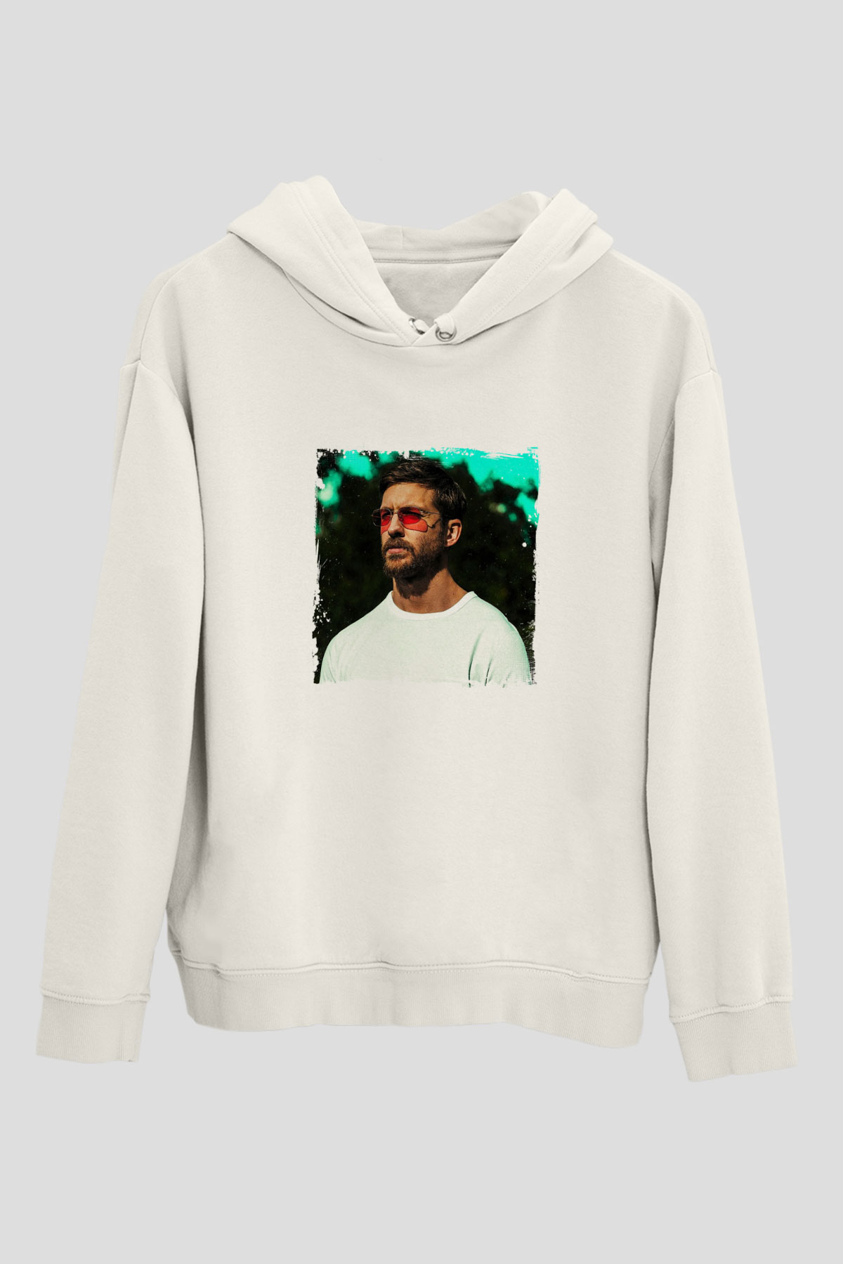 Calvin HarrisBaskılı Beyaz Hoodie