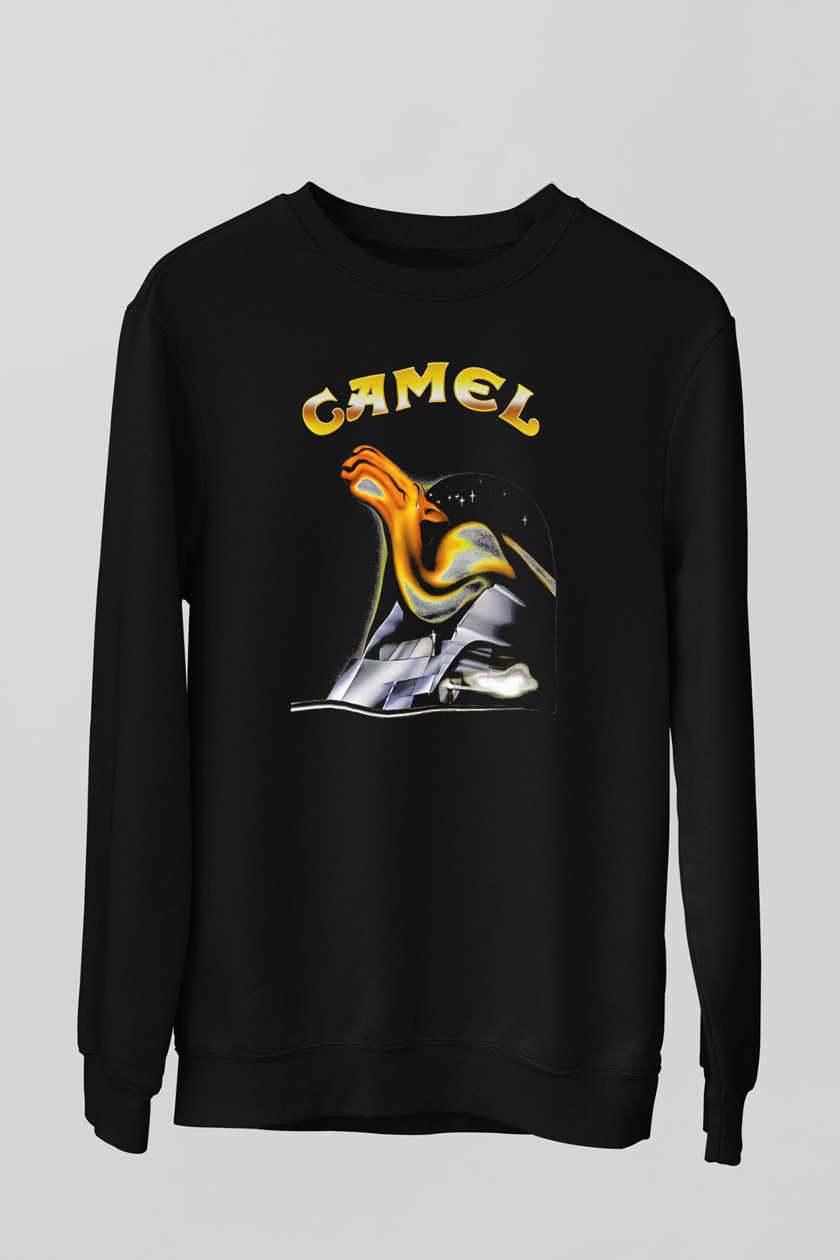 Camel Baskılı Unisex Siyah Sweatshirt