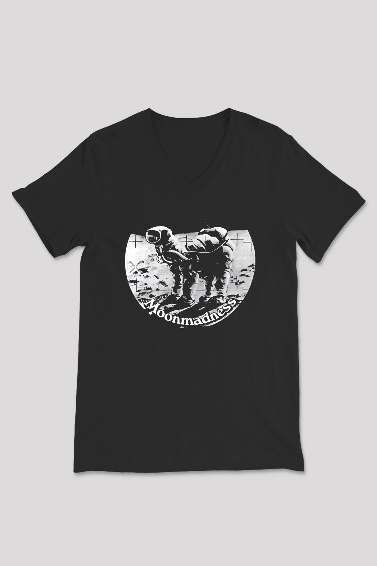 Camel Baskılı Unisex Siyah V Yaka Tişört - Tshirt