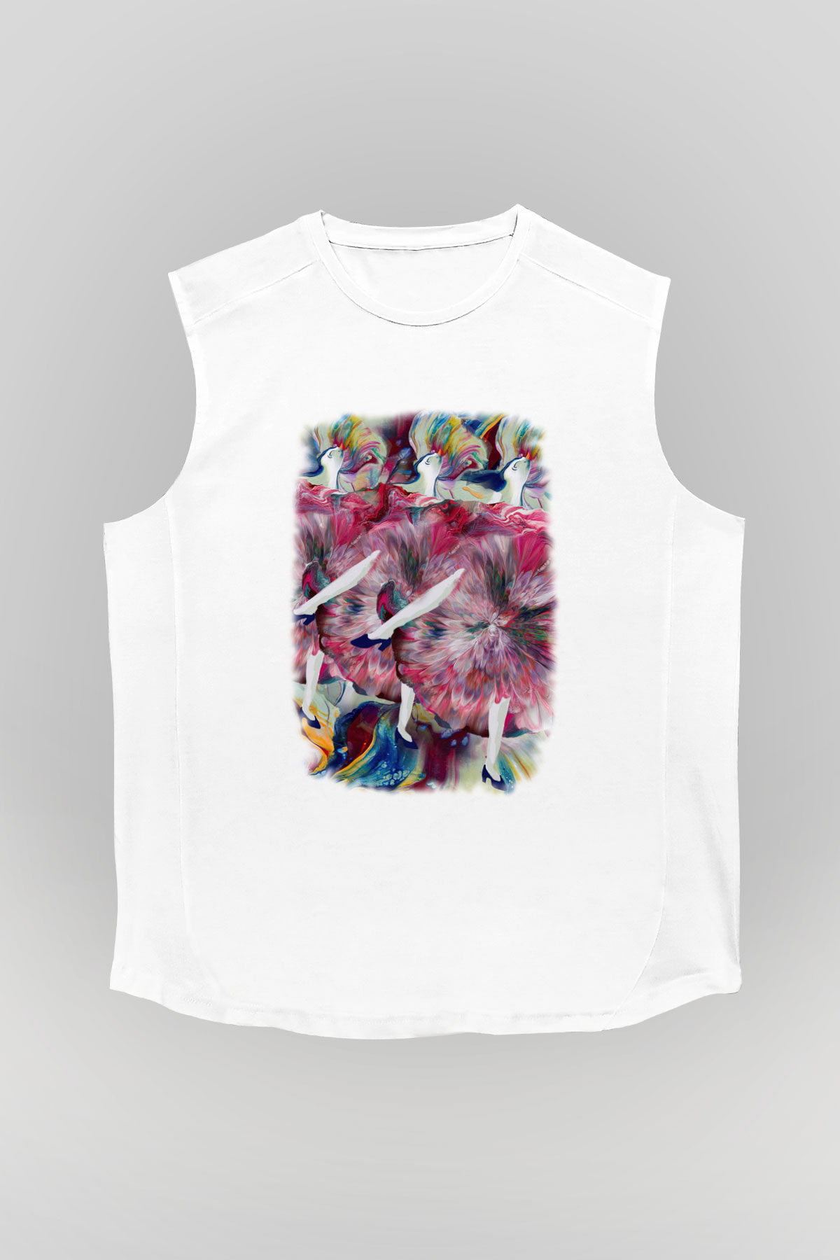 Cancan Beyaz Unisex Kolsuz Tişört