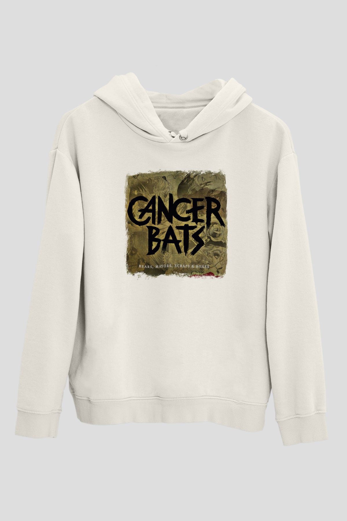 Cancer Bats Baskılı Unisex Beyaz Hoodie