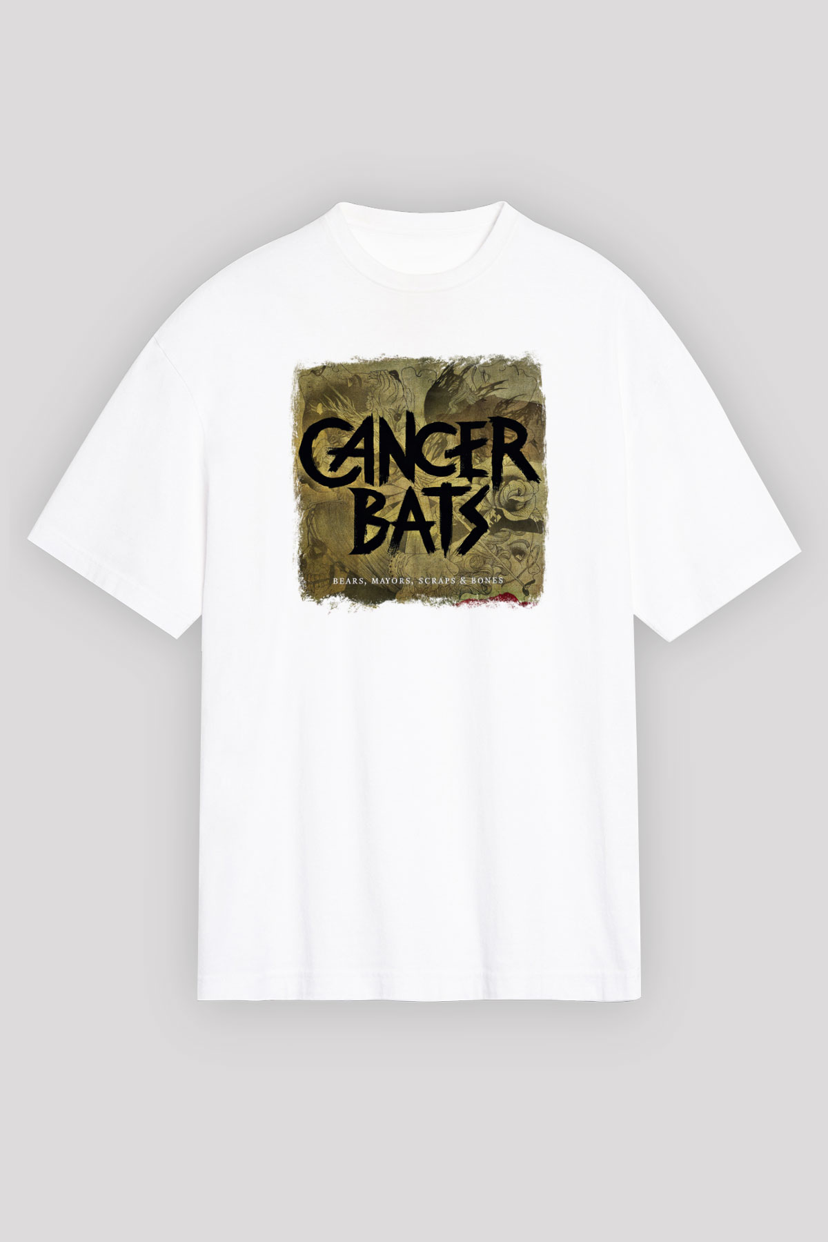 Cancer Bats Baskılı Unisex Beyaz Oversize Tişört