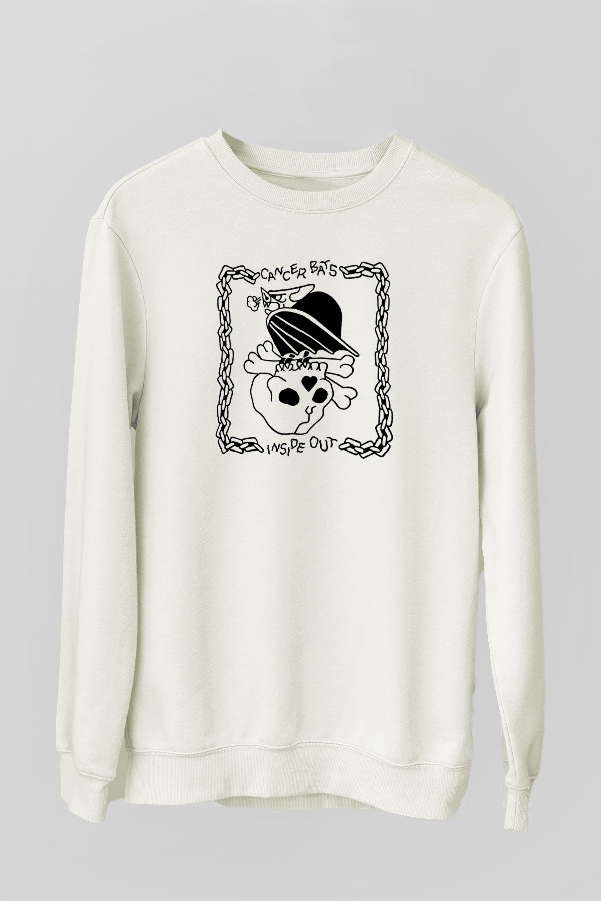 Cancer Bats Baskılı Unisex Beyaz Sweatshirt
