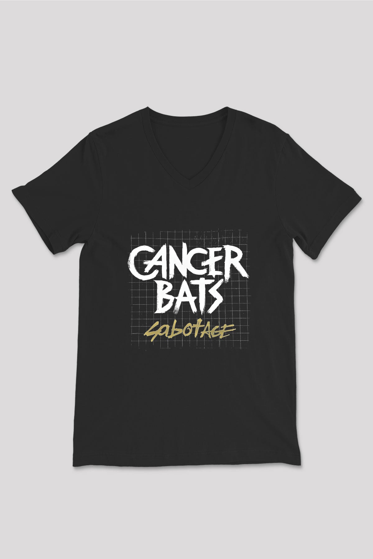 Cancer Bats Baskılı Unisex Siyah V Yaka Tişört