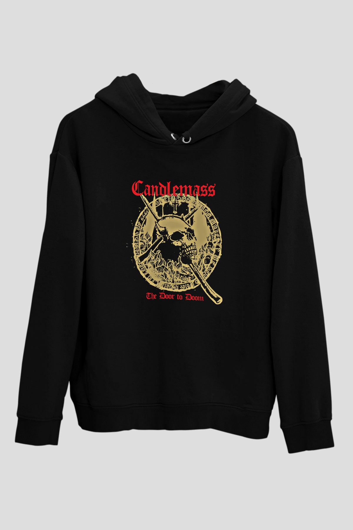 Candlemass Baskılı Unisex Siyah Hoodie