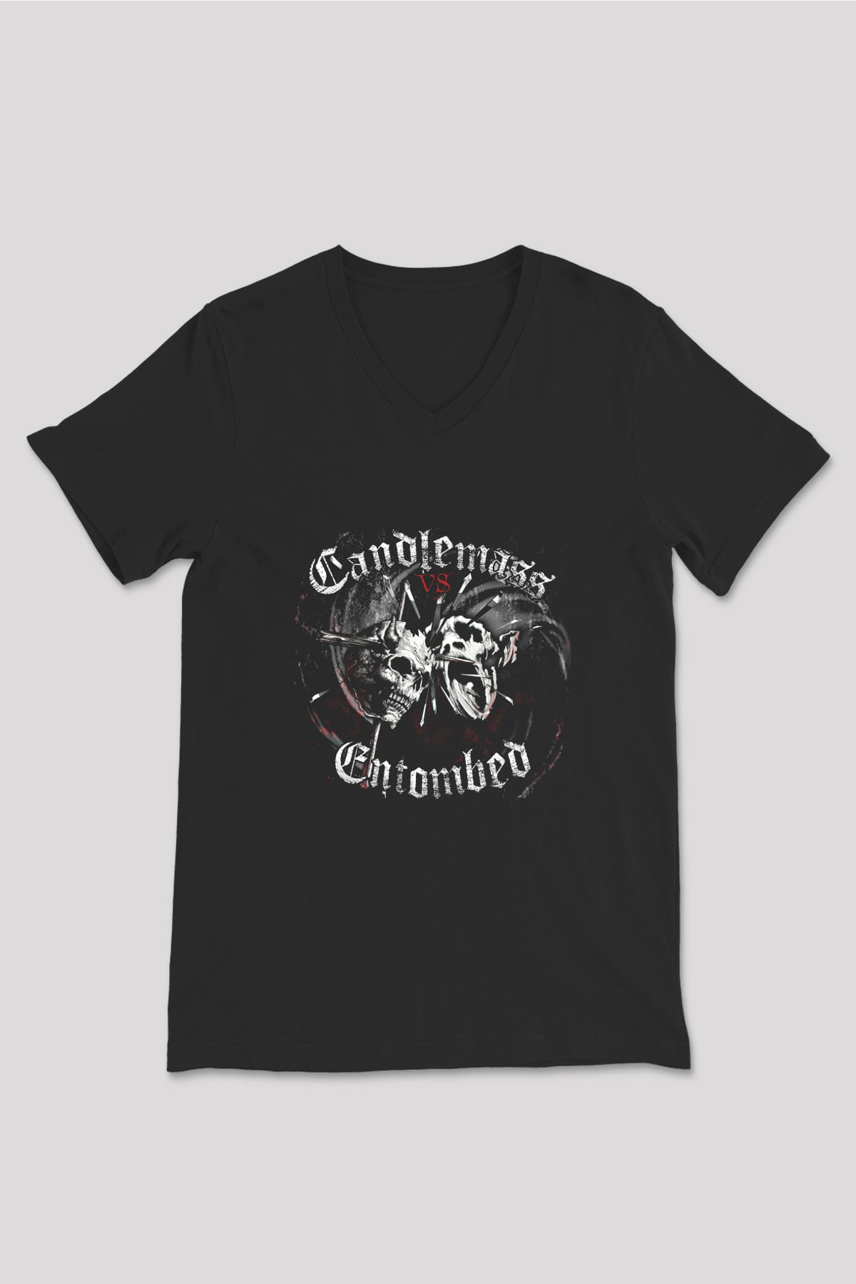 Candlemass Baskılı Unisex Siyah V Yaka Tişört