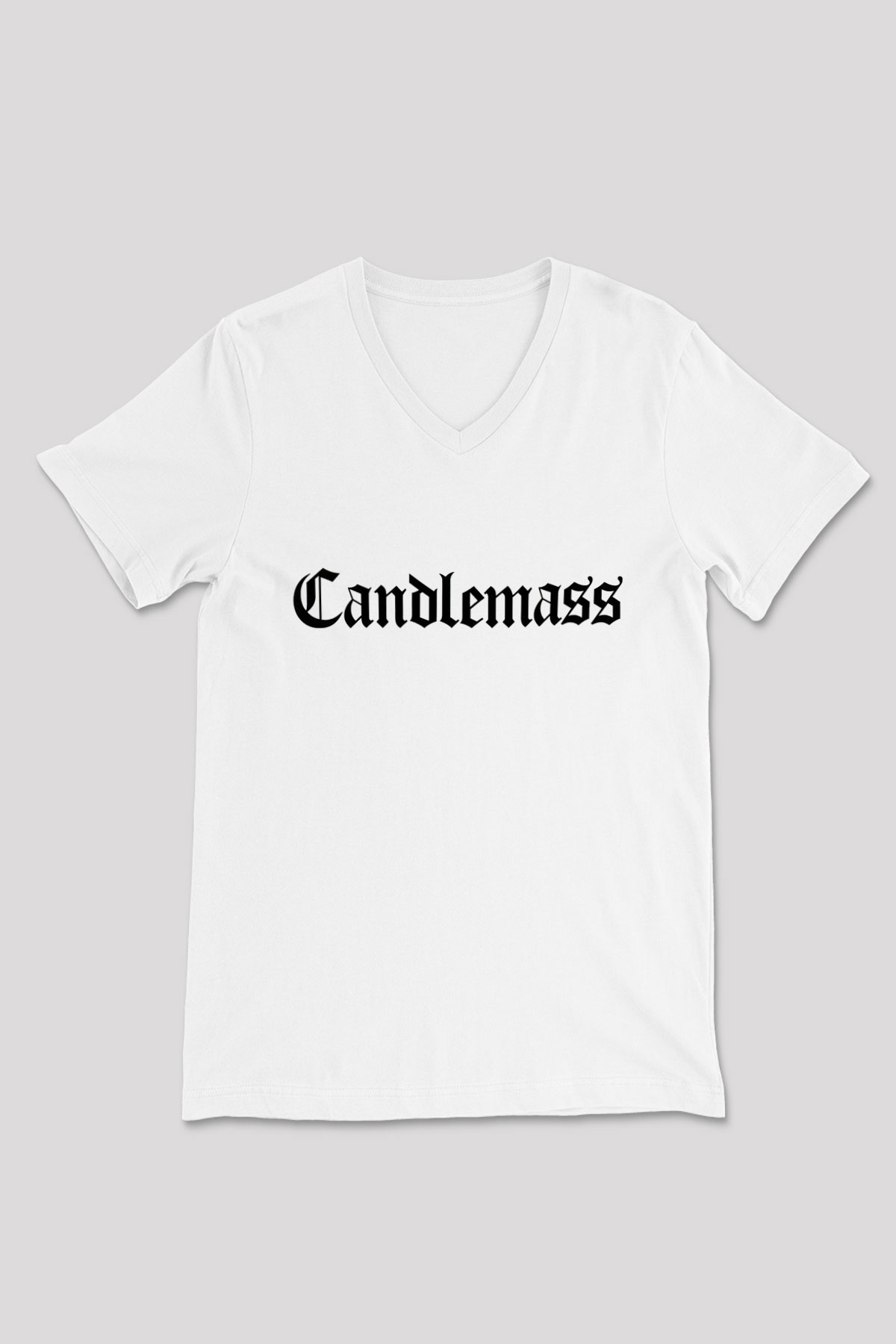 Candlemass Beyaz Unisex V Yaka Tişört