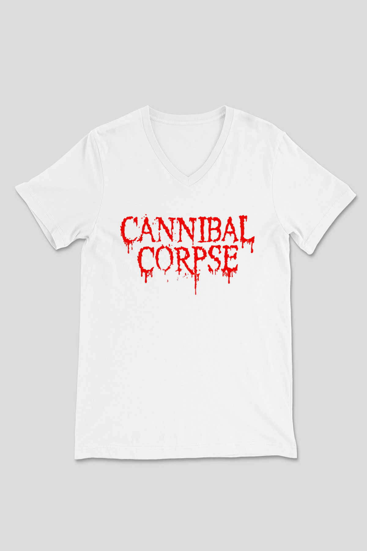 Cannibal Corpse Beyaz Unisex V Yaka Tişört T-Shirt