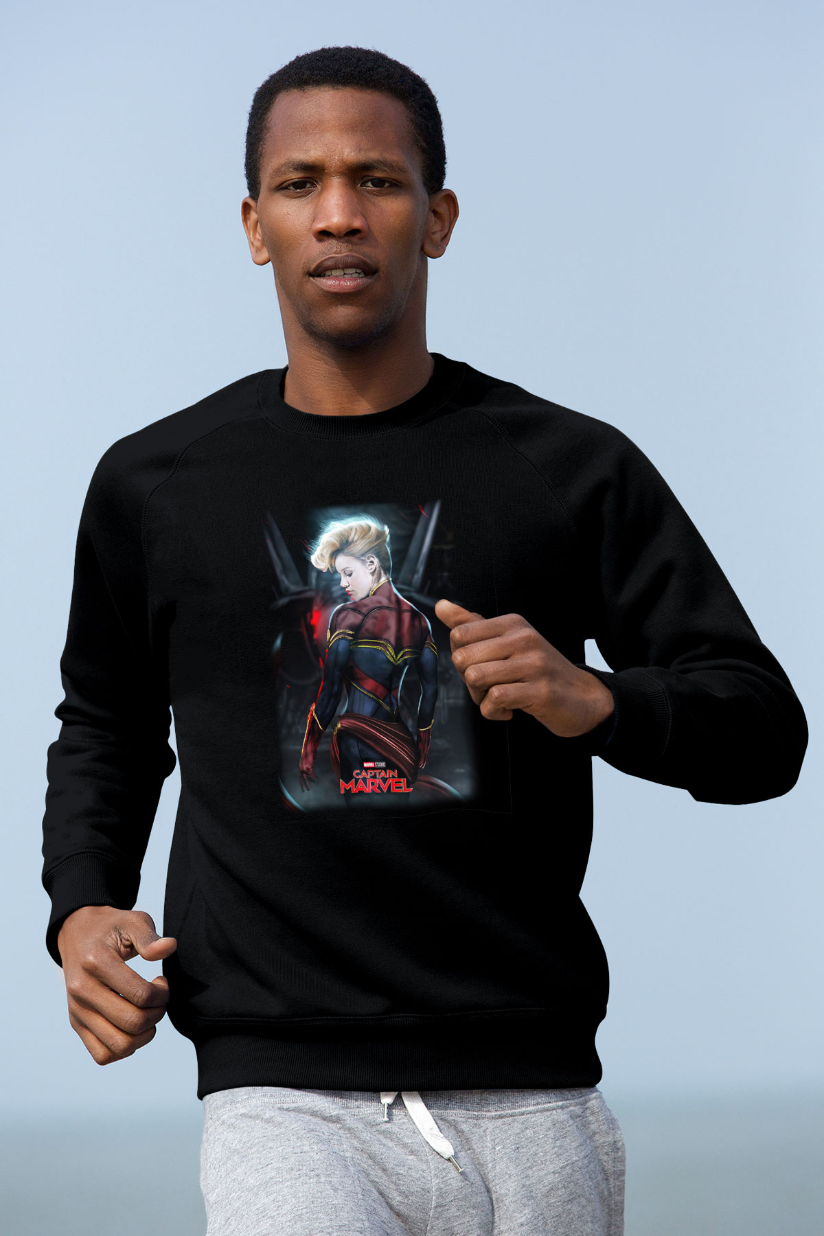Captain Marvel Siyah Unisex Sweatshirt