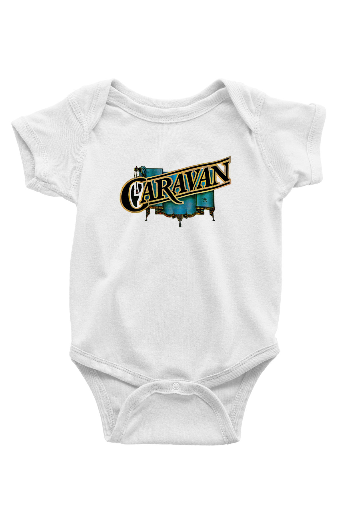 Caravan Baskılı Beyaz Unisex Bebek Body - Zıbın