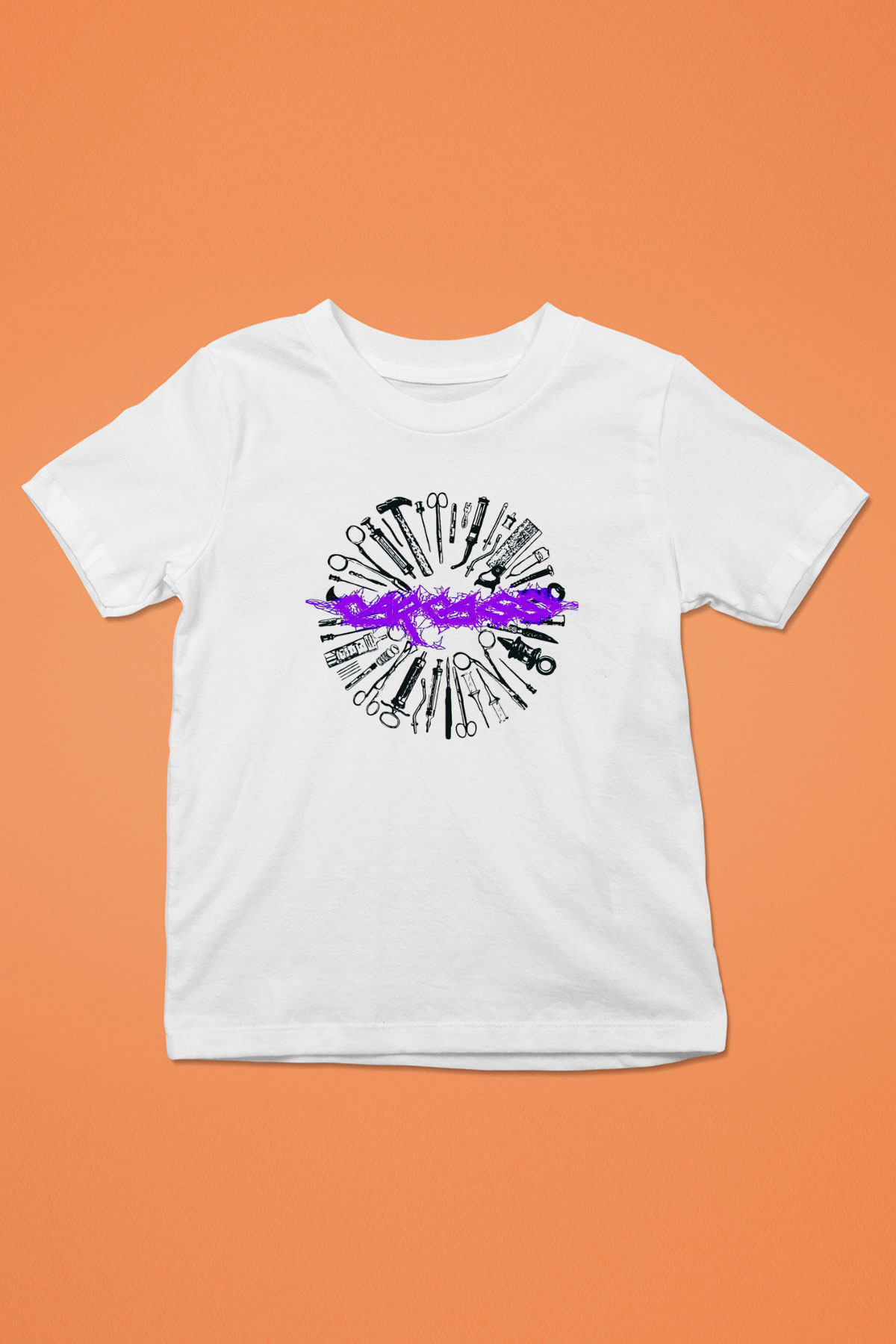 Carcass Baskılı Beyaz Unisex Çocuk Tişört