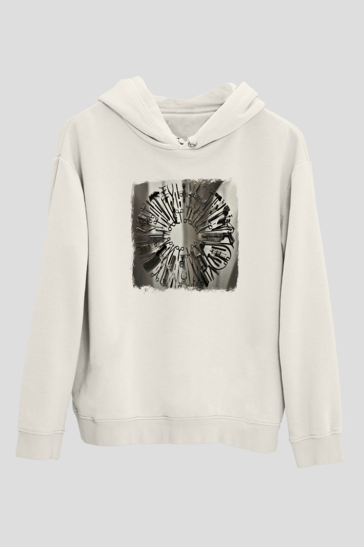Carcass Baskılı Unisex Beyaz Hoodie