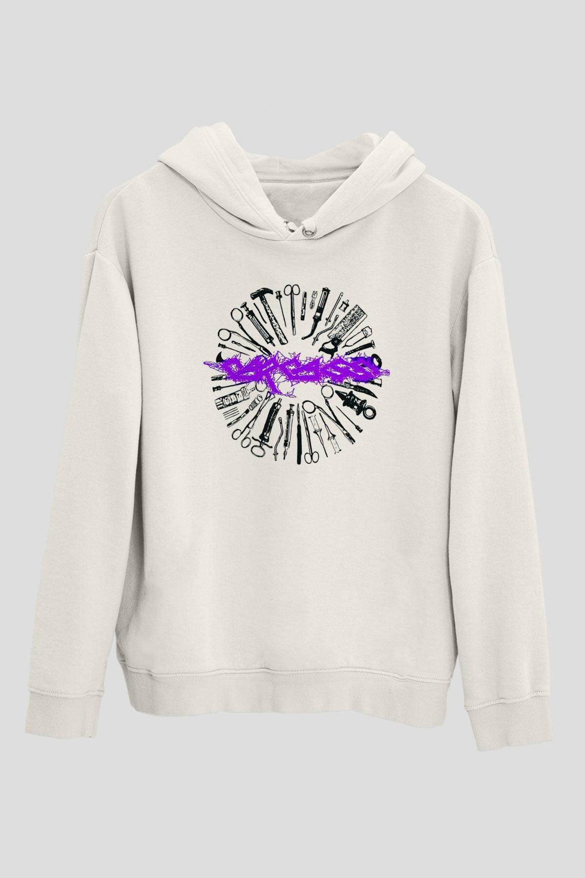 Carcass Beyaz Unisex Kapşonlu Sweatshirt