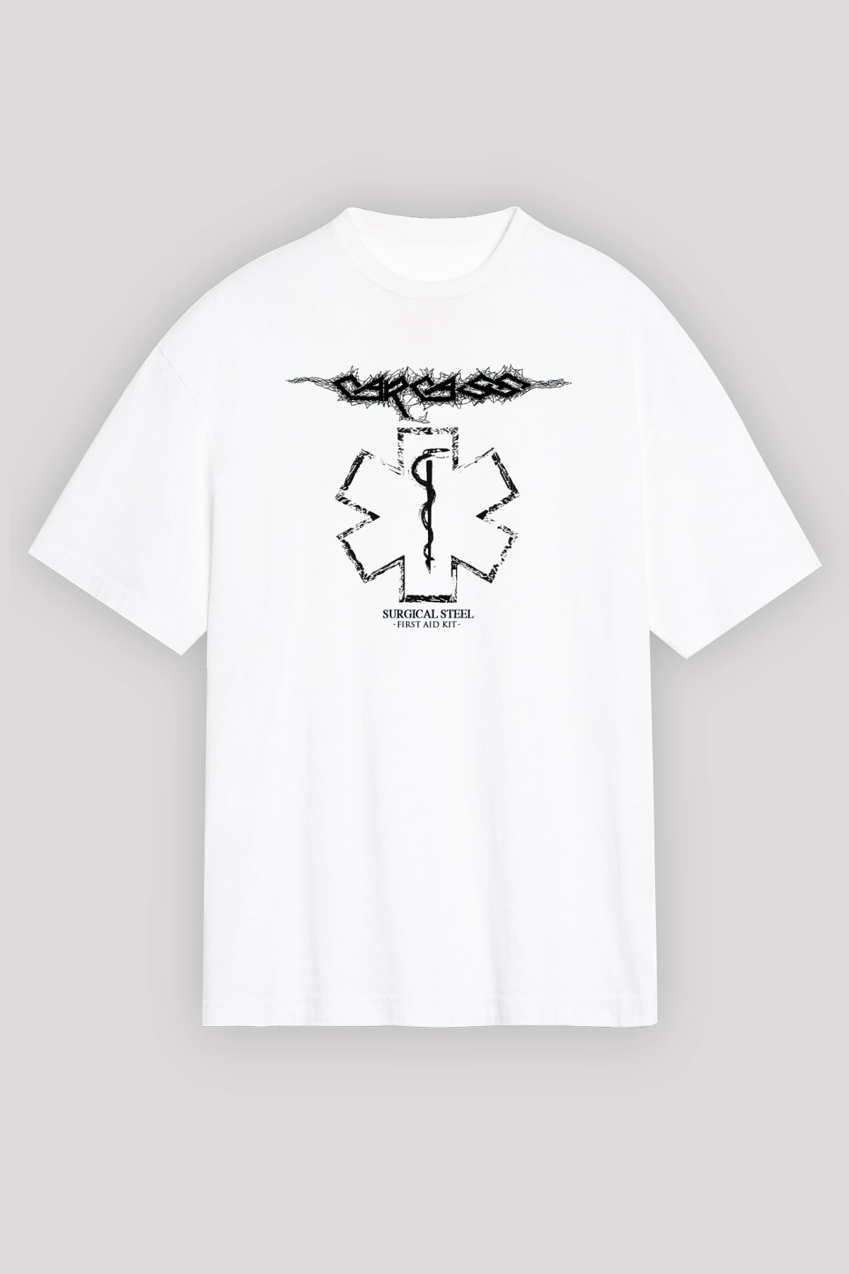 Carcass Beyaz Unisex Oversize Tişört T-Shirt