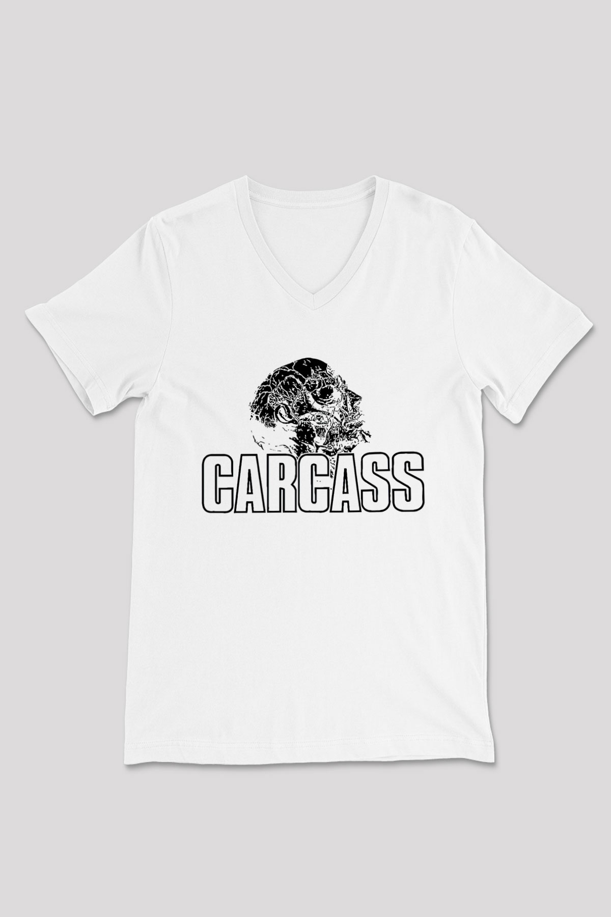Carcass Beyaz Unisex V Yaka Tişört T-Shirt