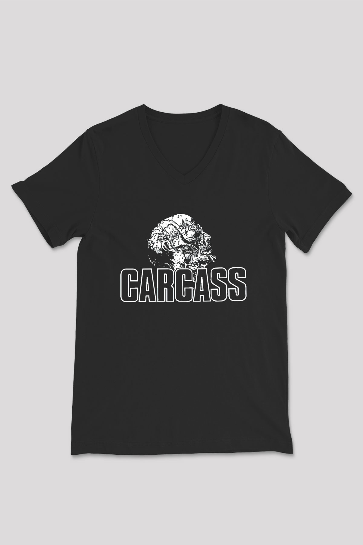 Carcass Siyah Unisex V Yaka Tişört T-Shirt