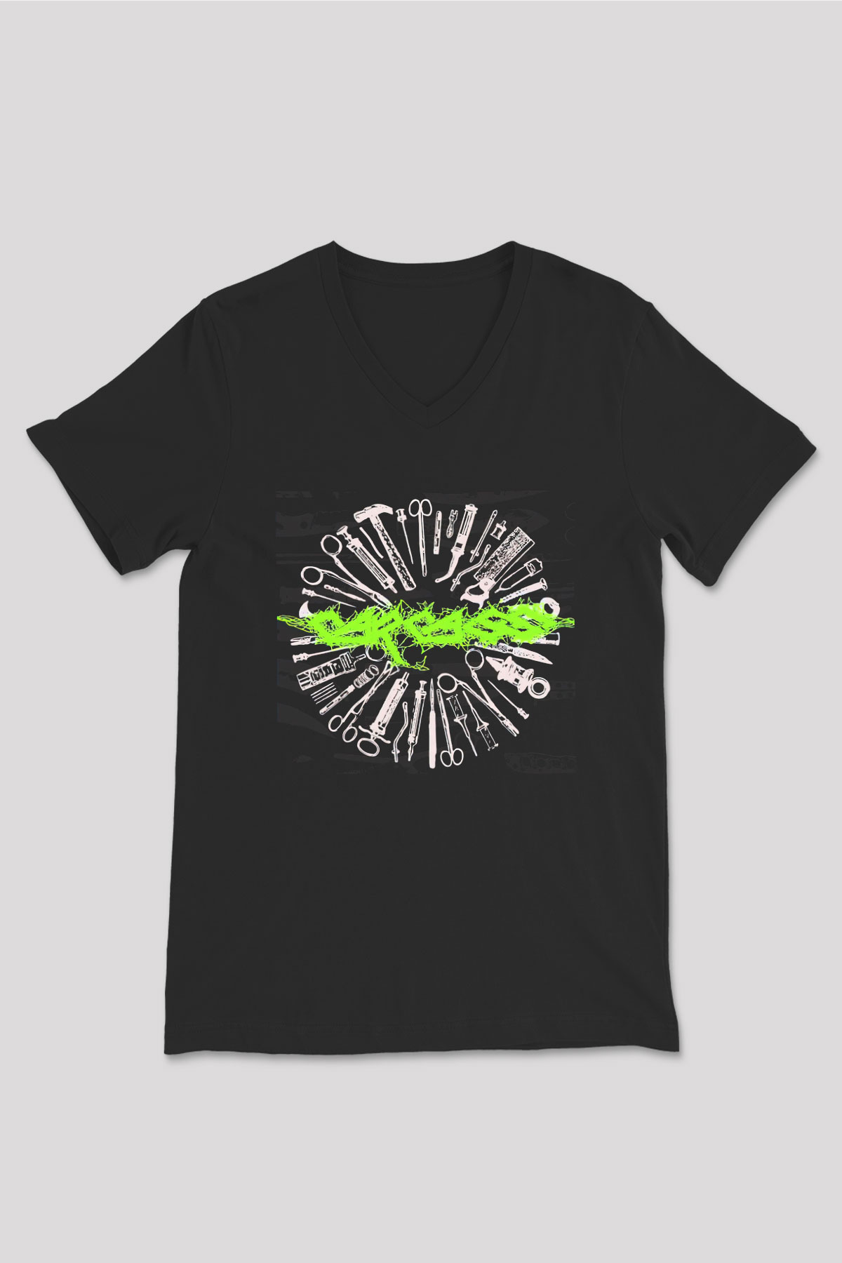 Carcass Siyah Unisex V Yaka Tişört T-Shirt