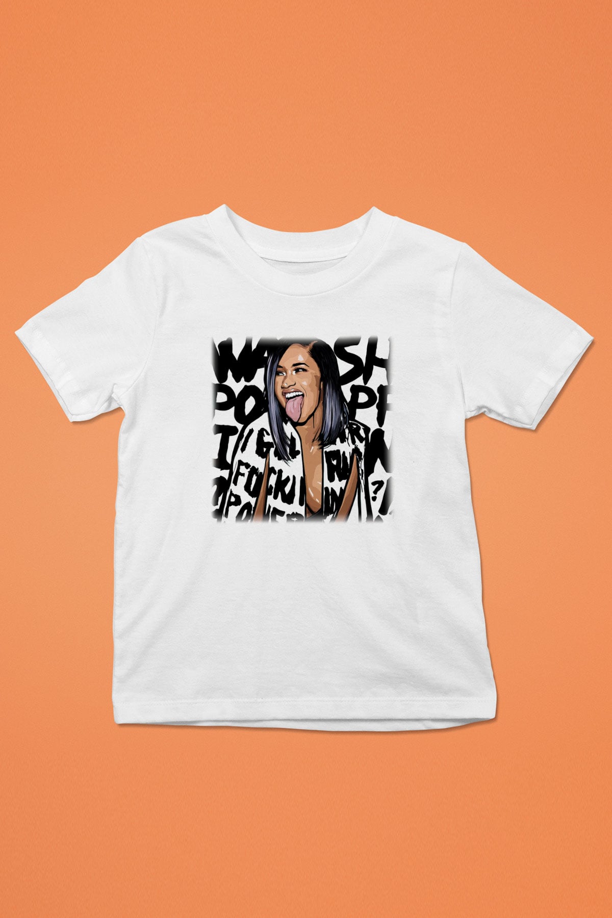 Cardi B Baskılı Beyaz Unisex Çocuk Tişört
