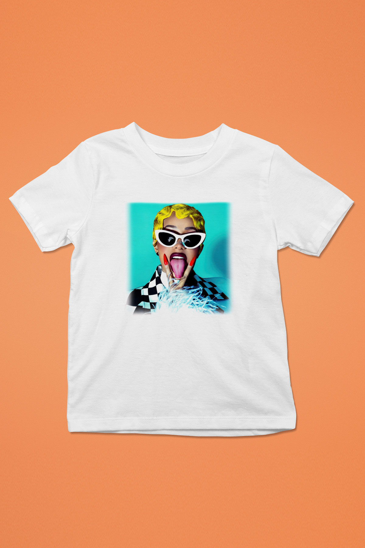 Cardi B Baskılı Beyaz Unisex Çocuk Tişört
