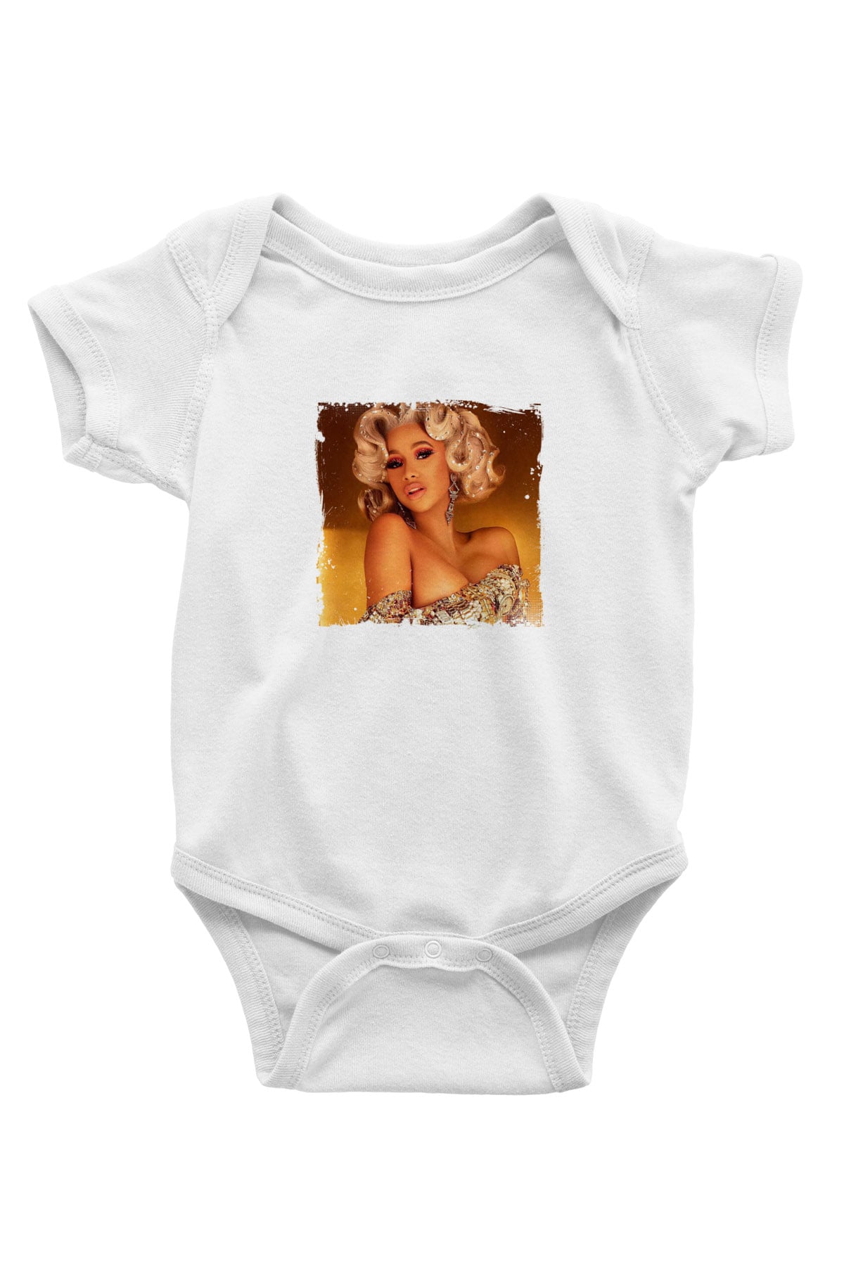 Cardi B Baskılı Unisex Beyaz Bebek Body - Zıbın