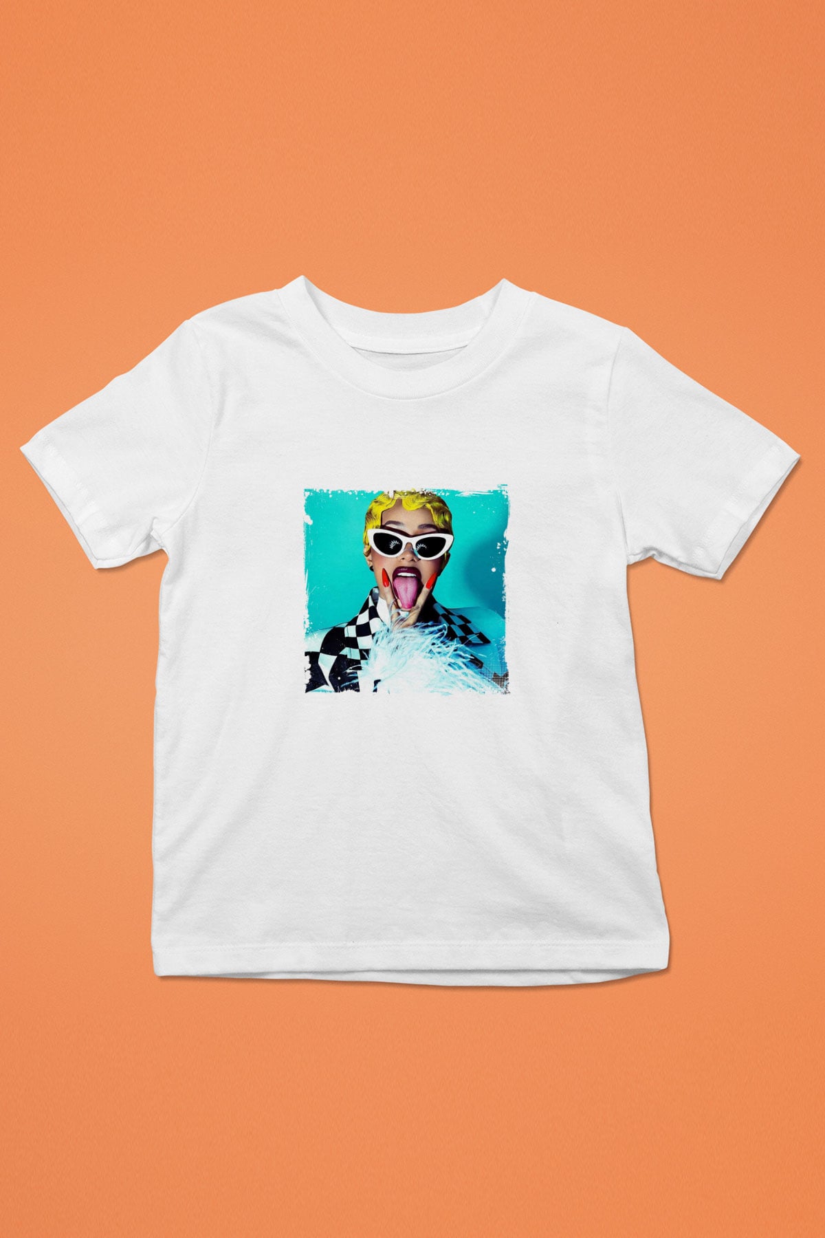 Cardi B Baskılı Unisex Beyaz Çocuk Tişört