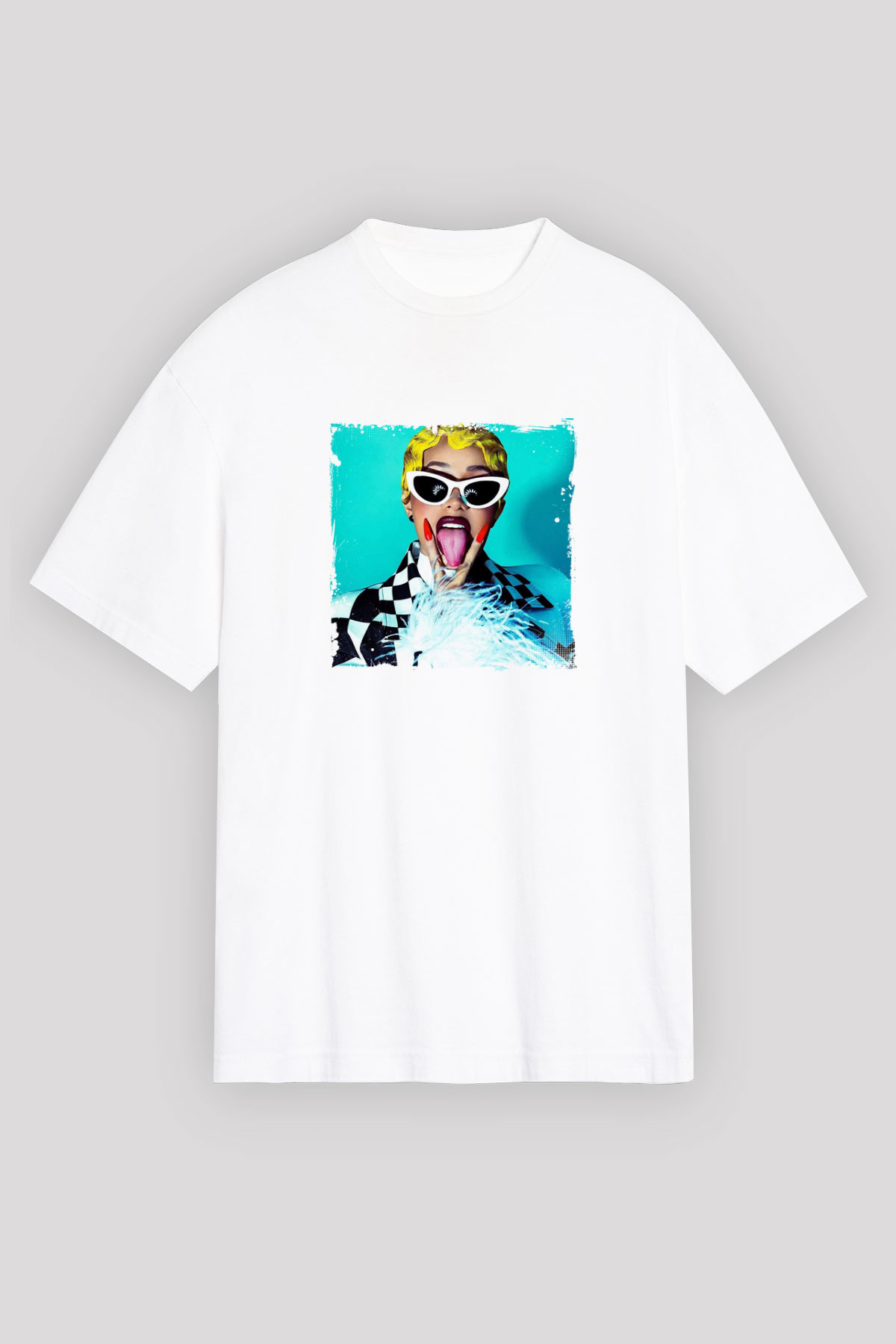 Cardi B Baskılı Unisex Beyaz Tişört