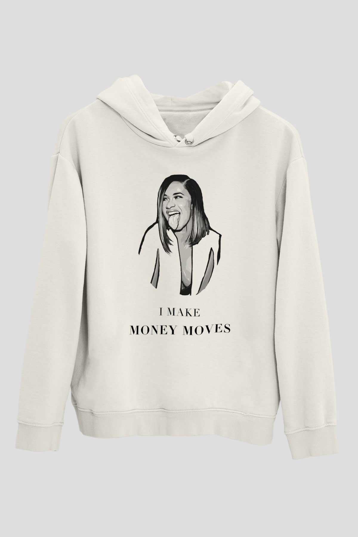 Cardi B Beyaz Unisex Kapşonlu Sweatshirt